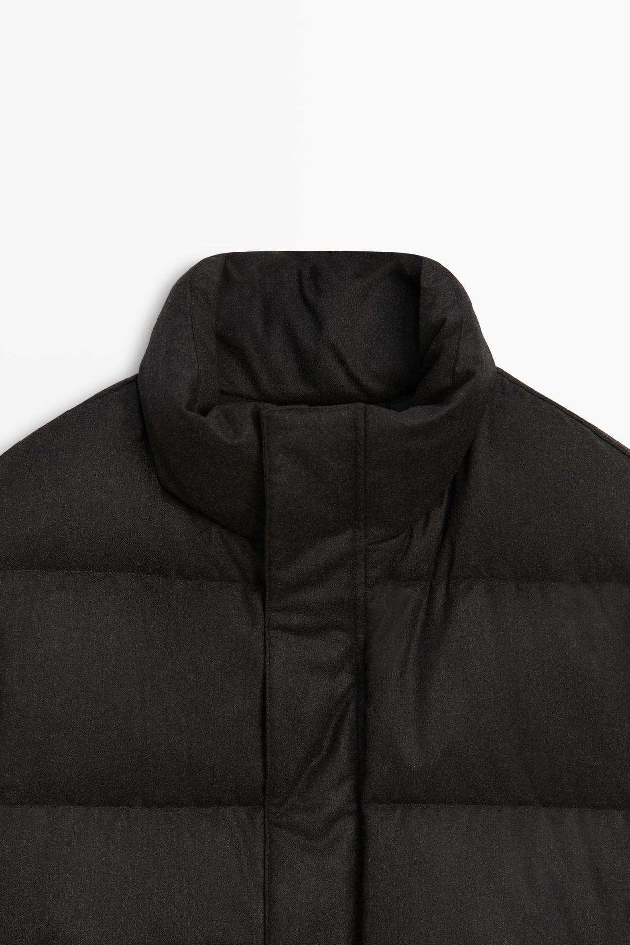 100% WOOL HIGH NECK DOWN JACKET — BROWN TONES