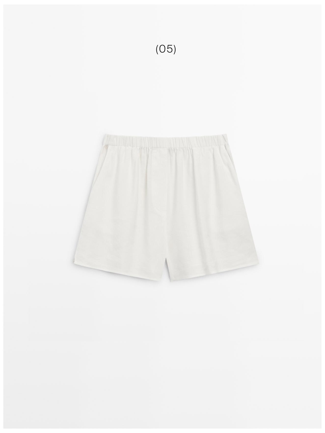 Linen blend total look short Bermuda shorts — Off white