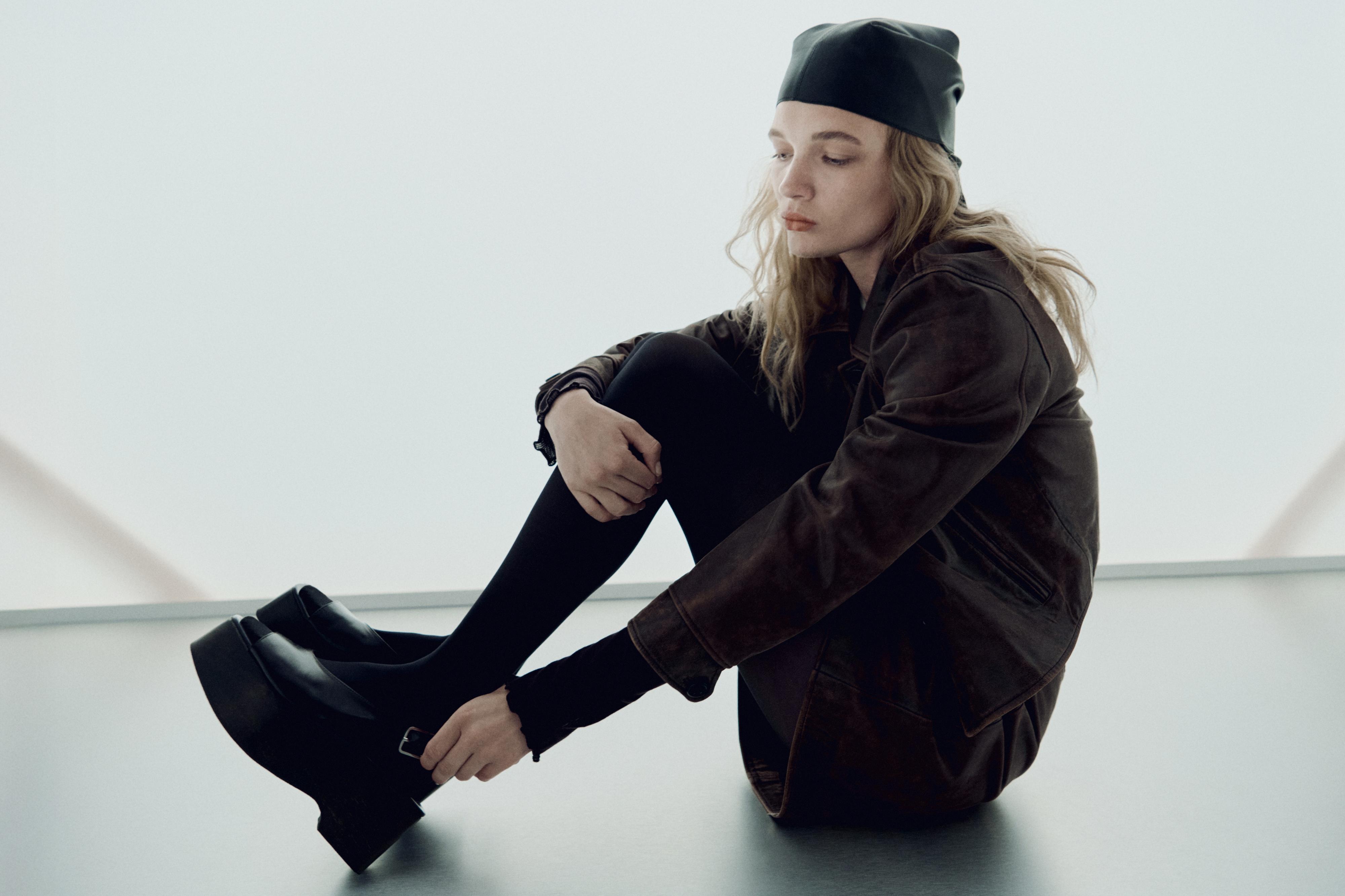 Distressed effect nappa leather cropped jacket