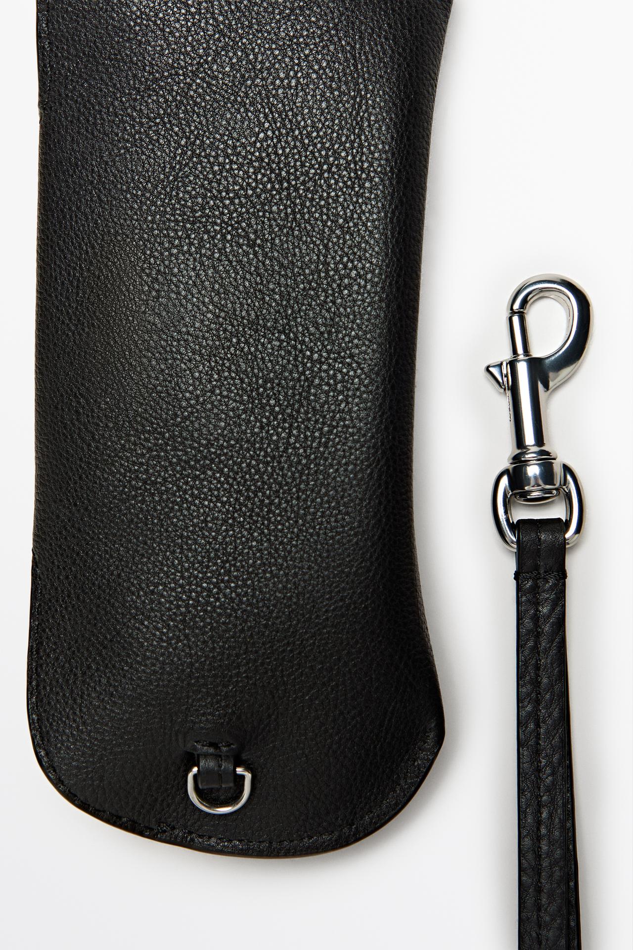 Nappa leather sunglasses case — BLACK