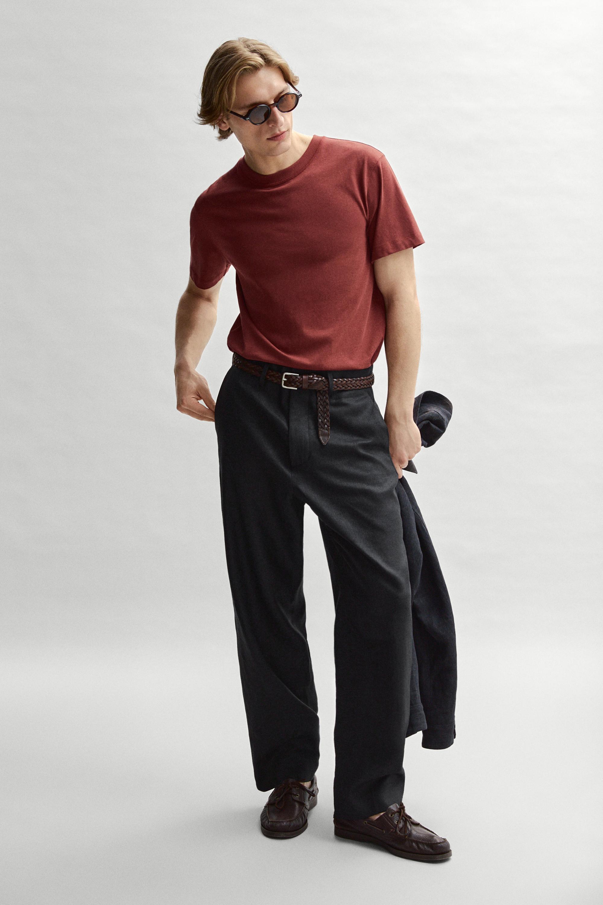 Short sleeve cotton blend T-shirt — MAROON