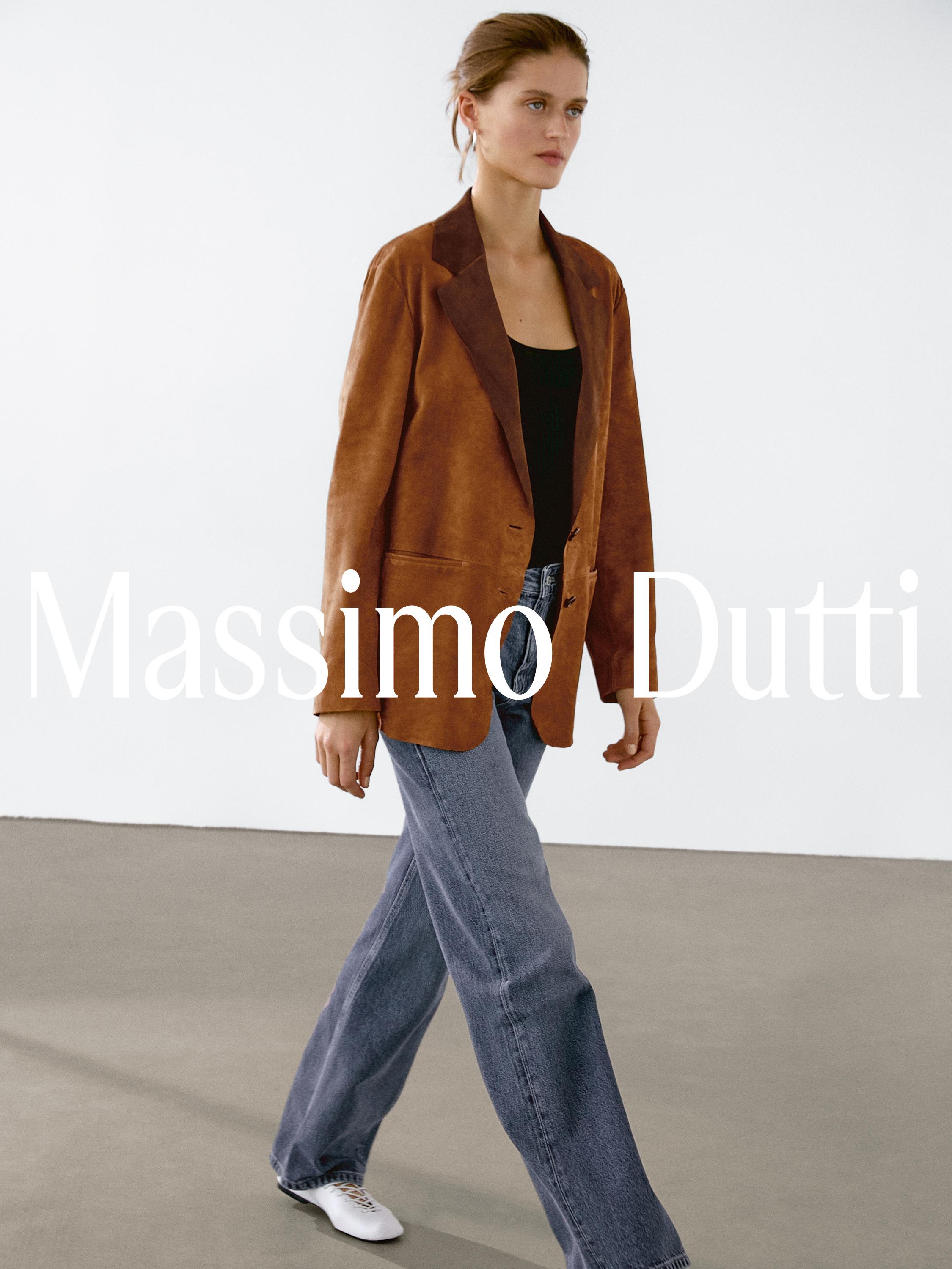 Blazer fluide en cuir finition daim