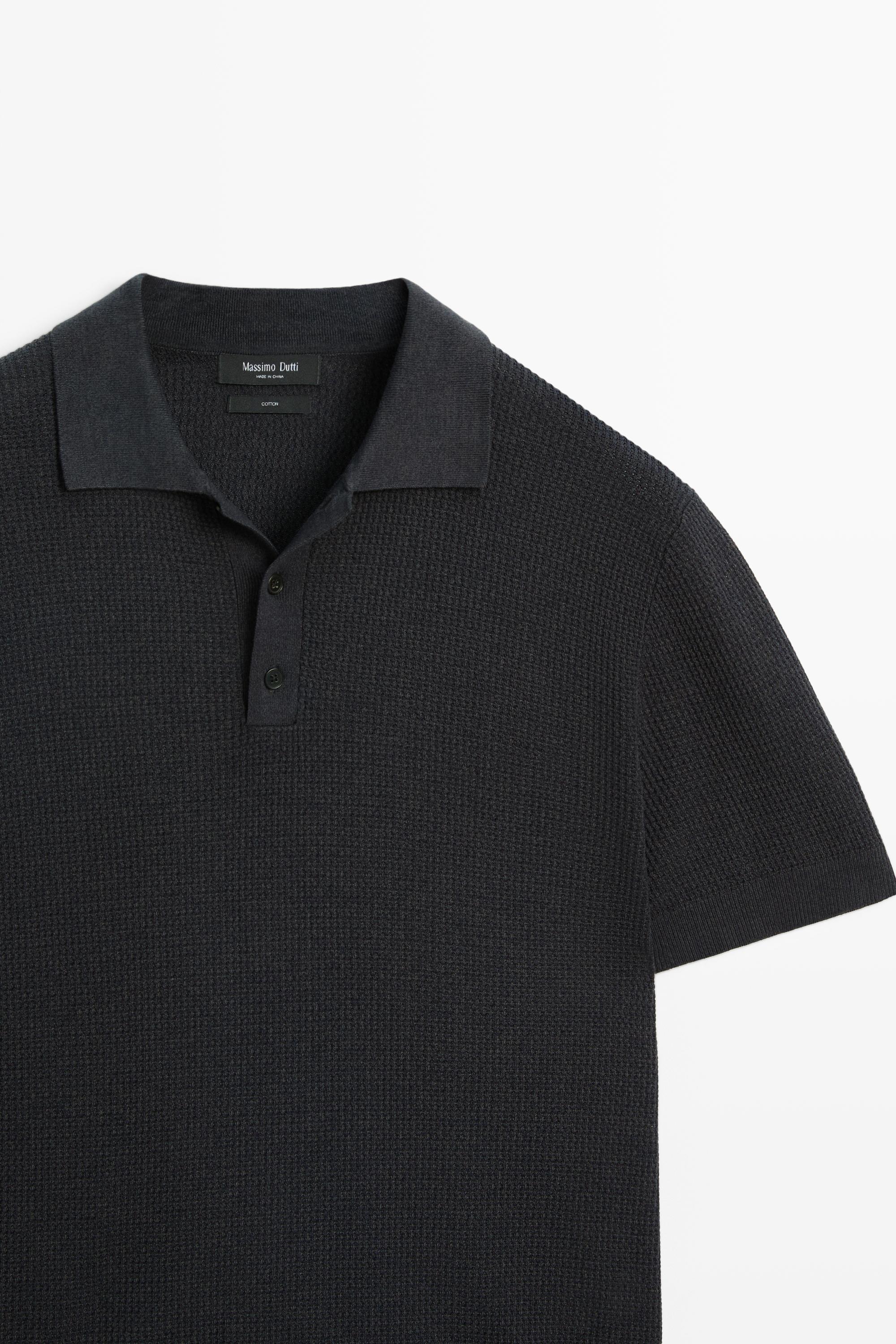 100% cotton button-collar polo shirt — CHARCOAL GREY