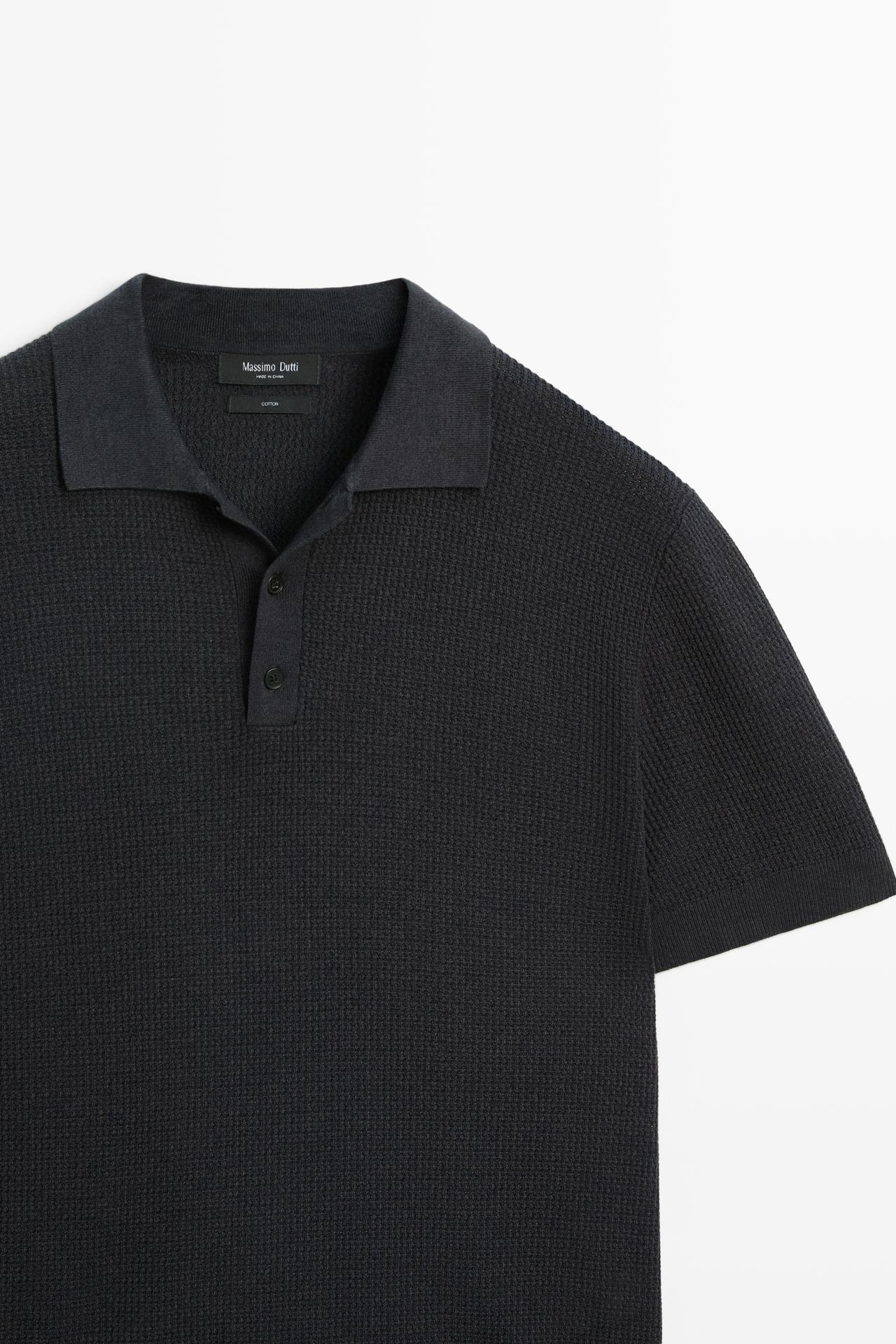 100% cotton button-collar polo shirt — CHARCOAL GREY