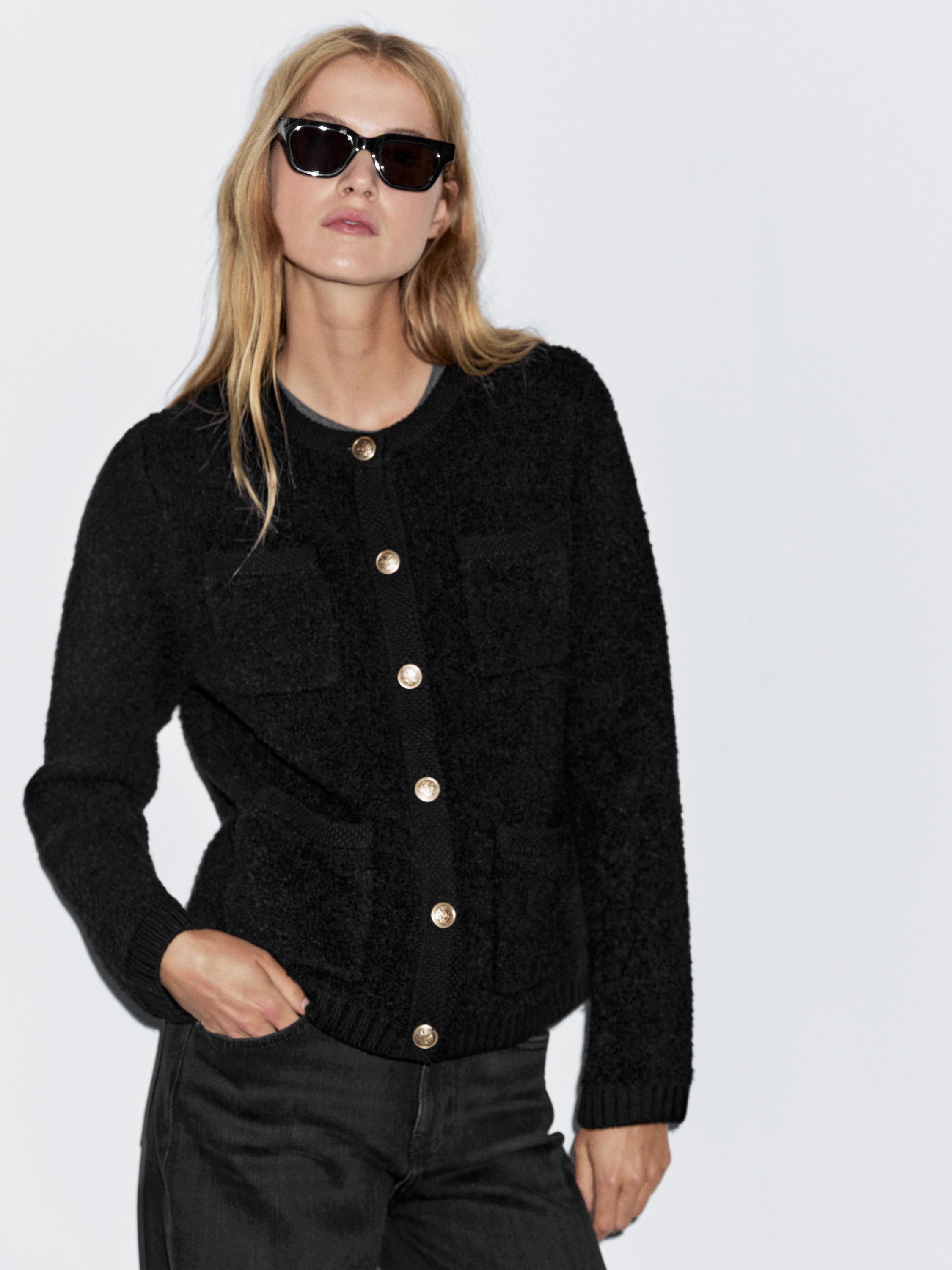 Cárdigan punto botones dorados mezcla lana