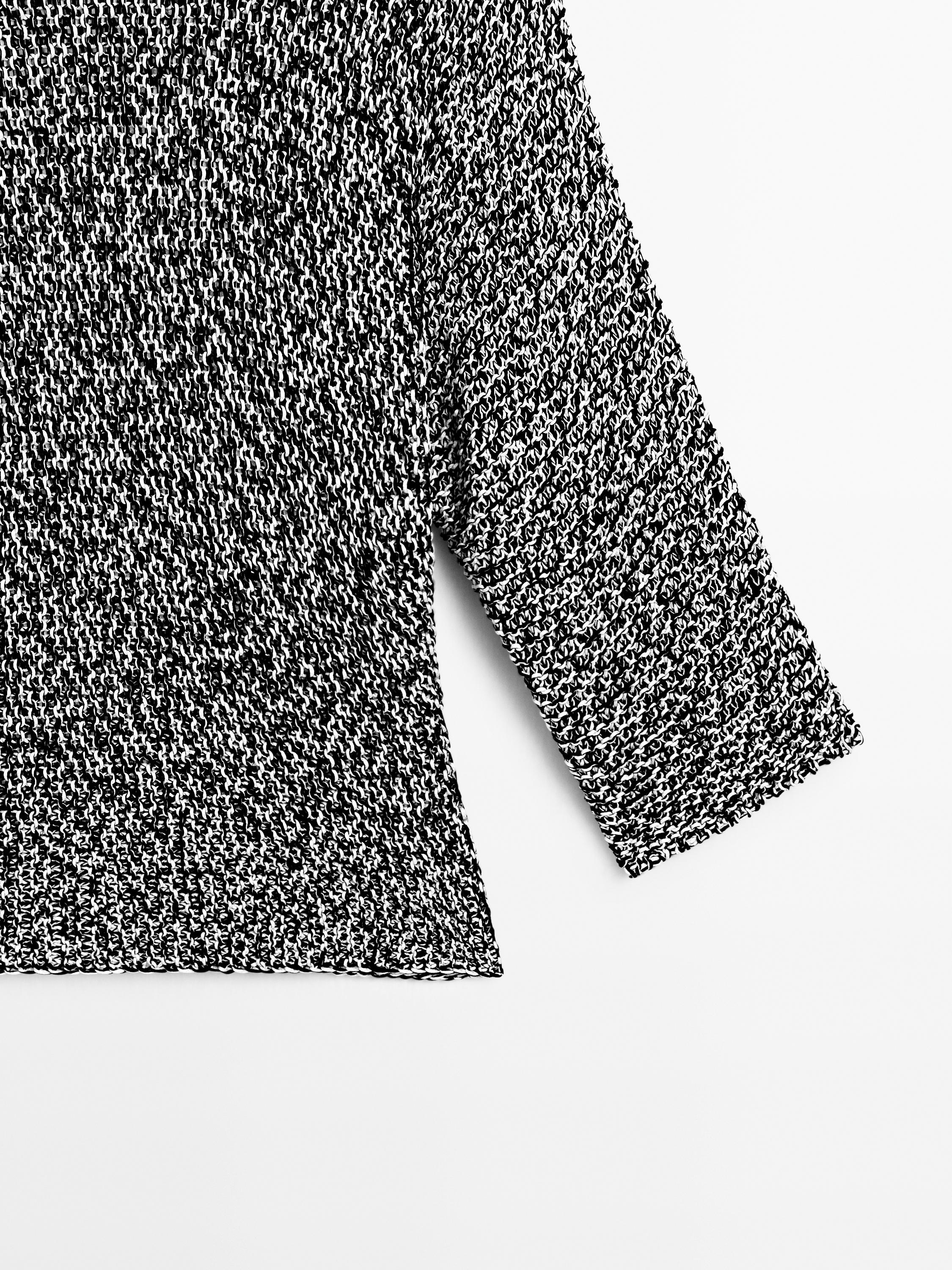 100% cotton flecked knit sweater