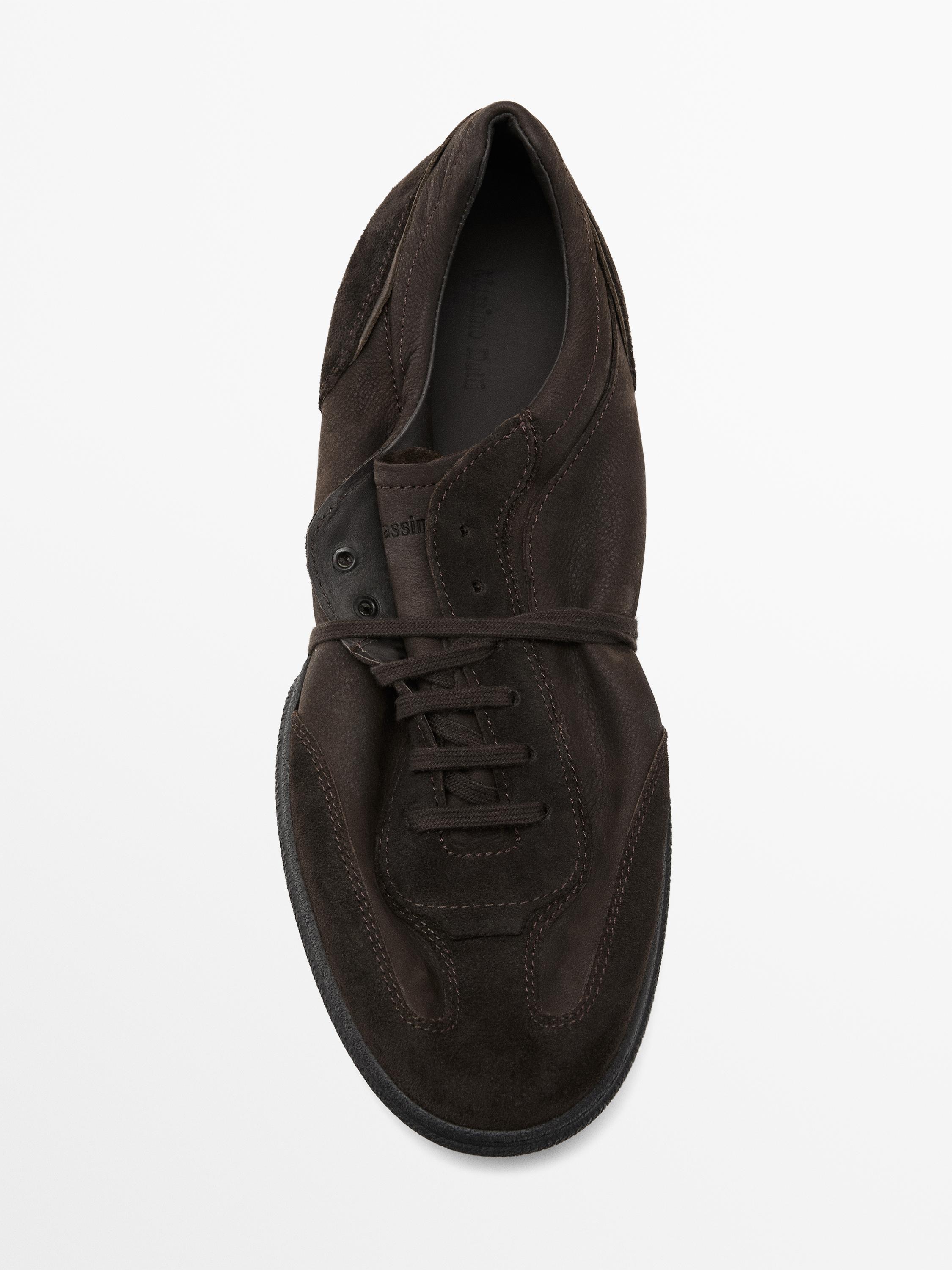 Split leather trainers with contrast soles