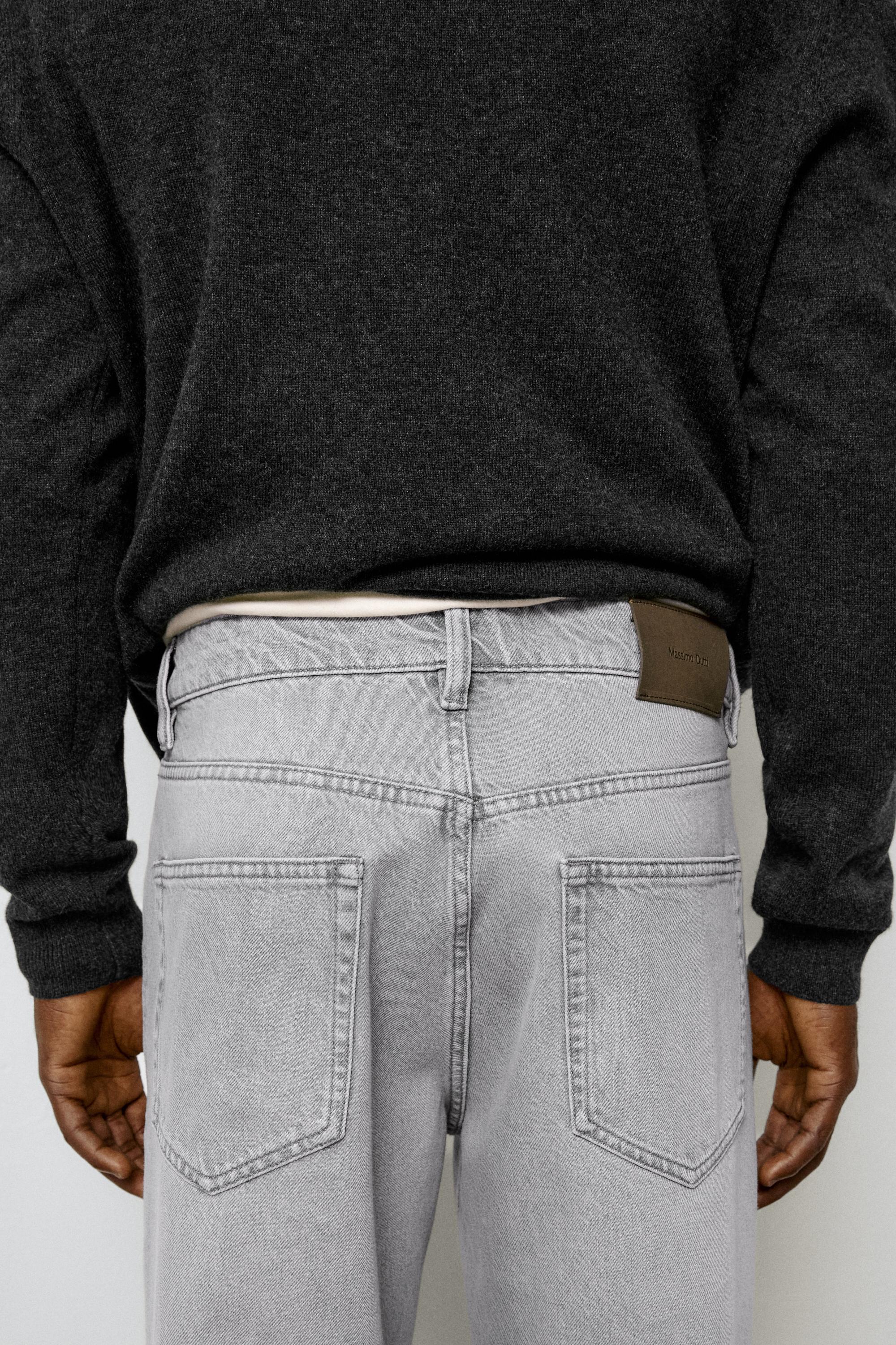 Stonewashed tapered-fit jeans — GREY MARL