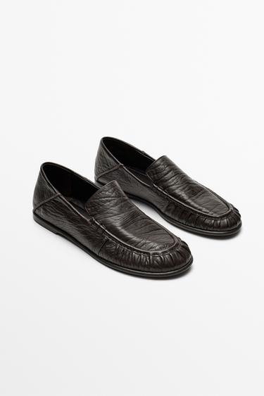 Milled leather loafer — BROWN 2