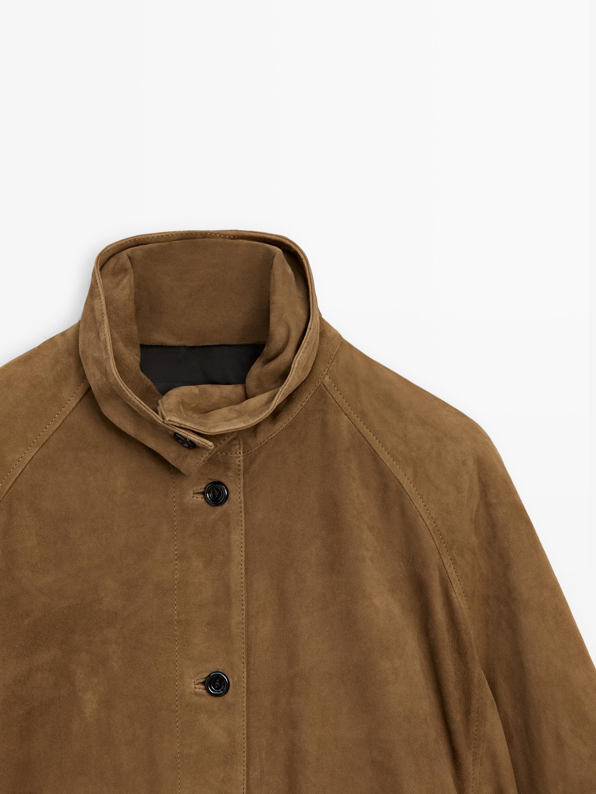 Short suede leather bomber jacket — Washed