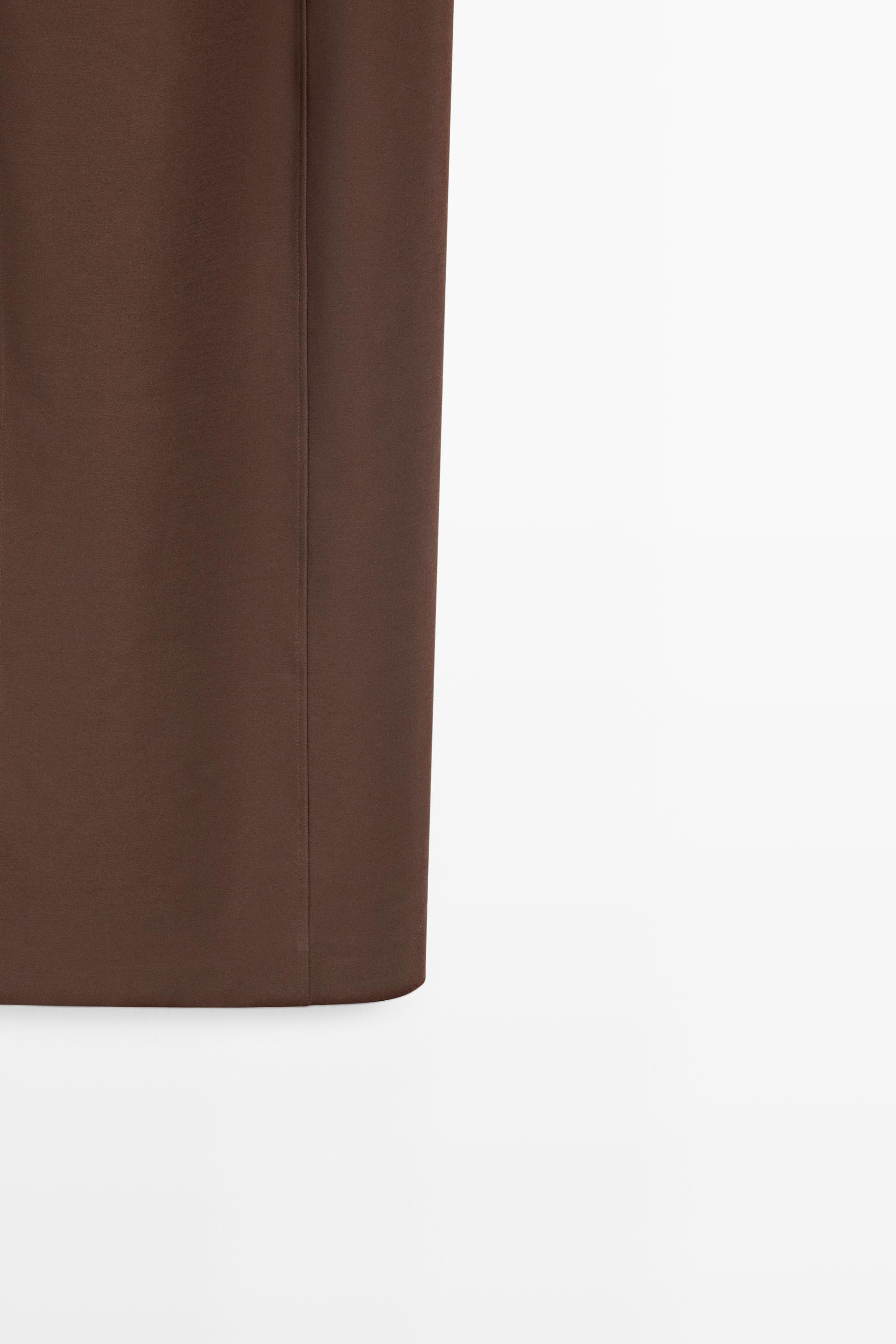 Cotton blend strappy midi dress — BROWN