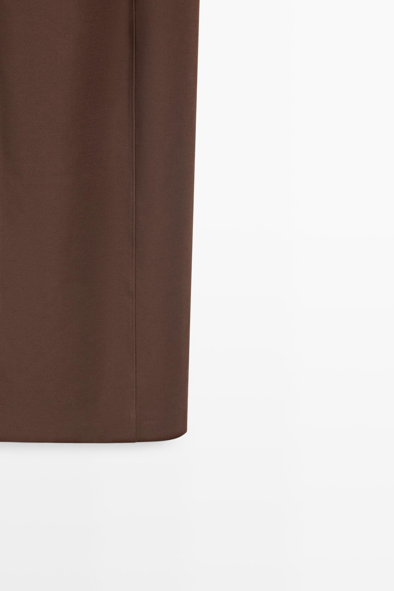 Cotton blend strappy midi dress — BROWN