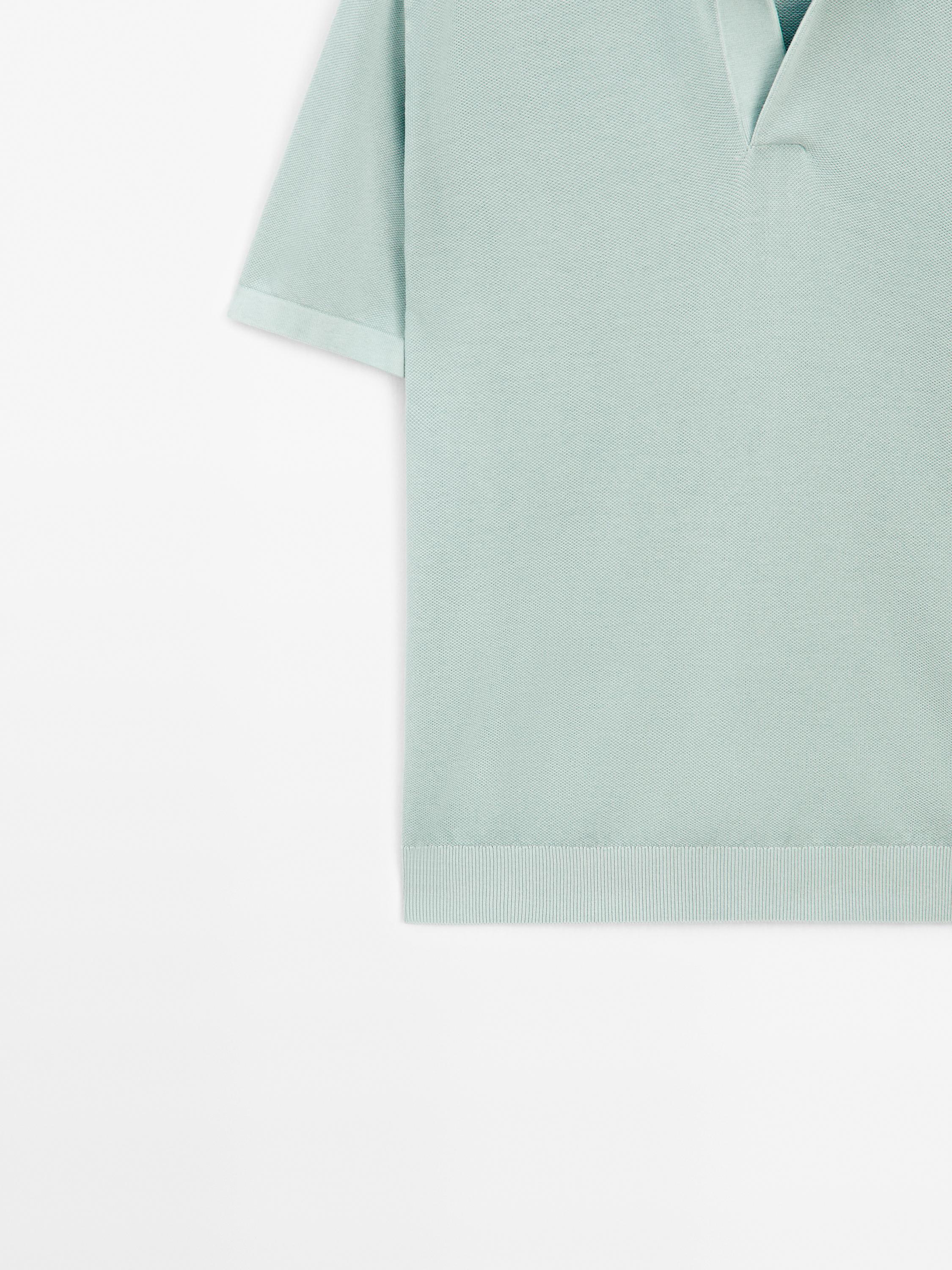 Knit V-neck polo shirt