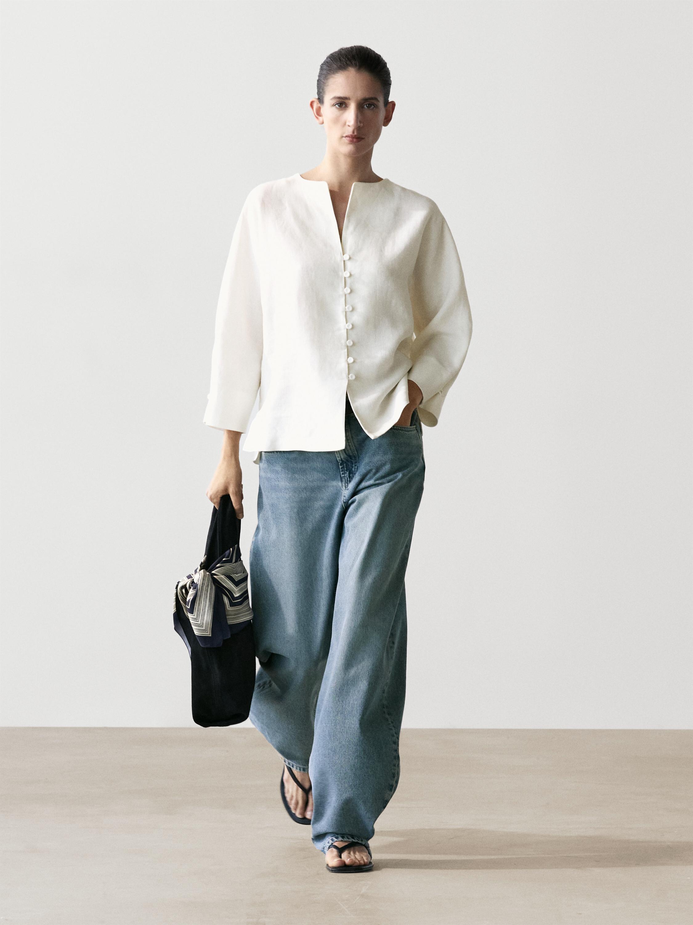 High-waist barrel fit jeans — Light Blue