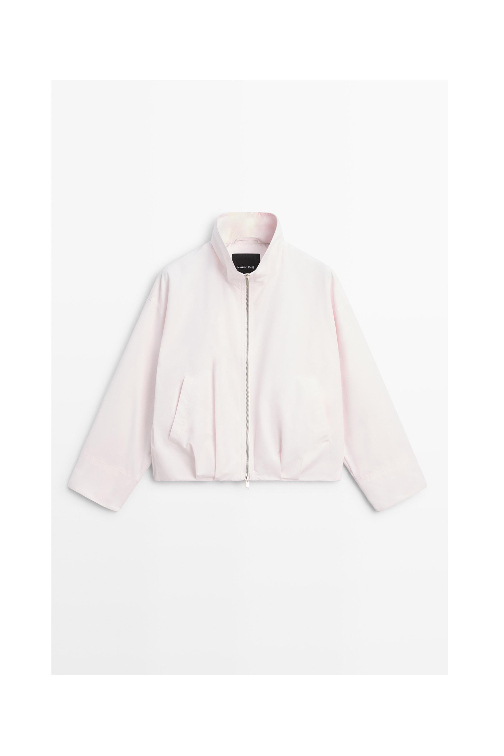 High-neck bomber jacket — ROSE PINK