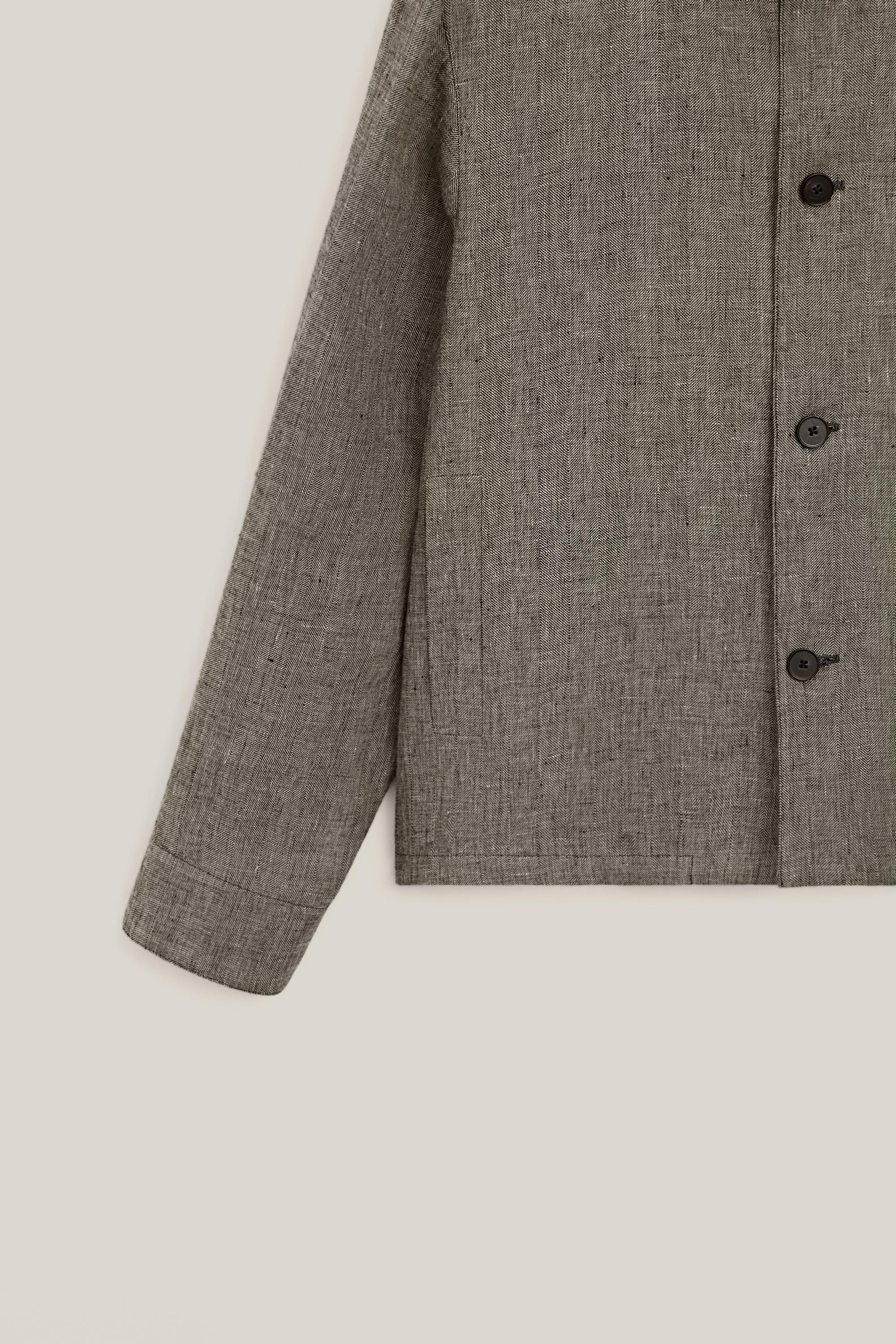 Linen bomber jacket with herringbone detail - LIMITED EDITION — Washed