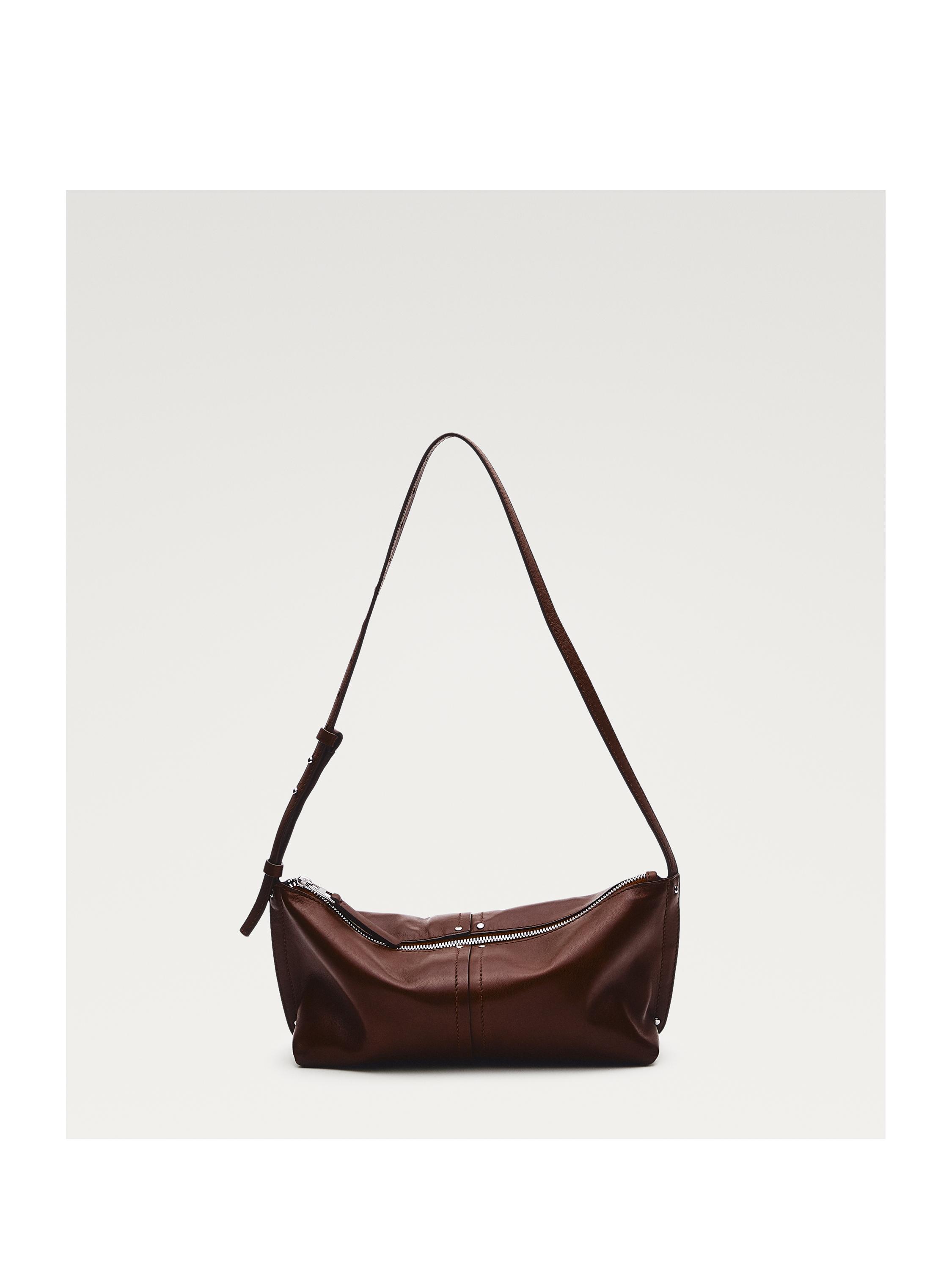 Nappa leather shoulder bag — BURGUNDY