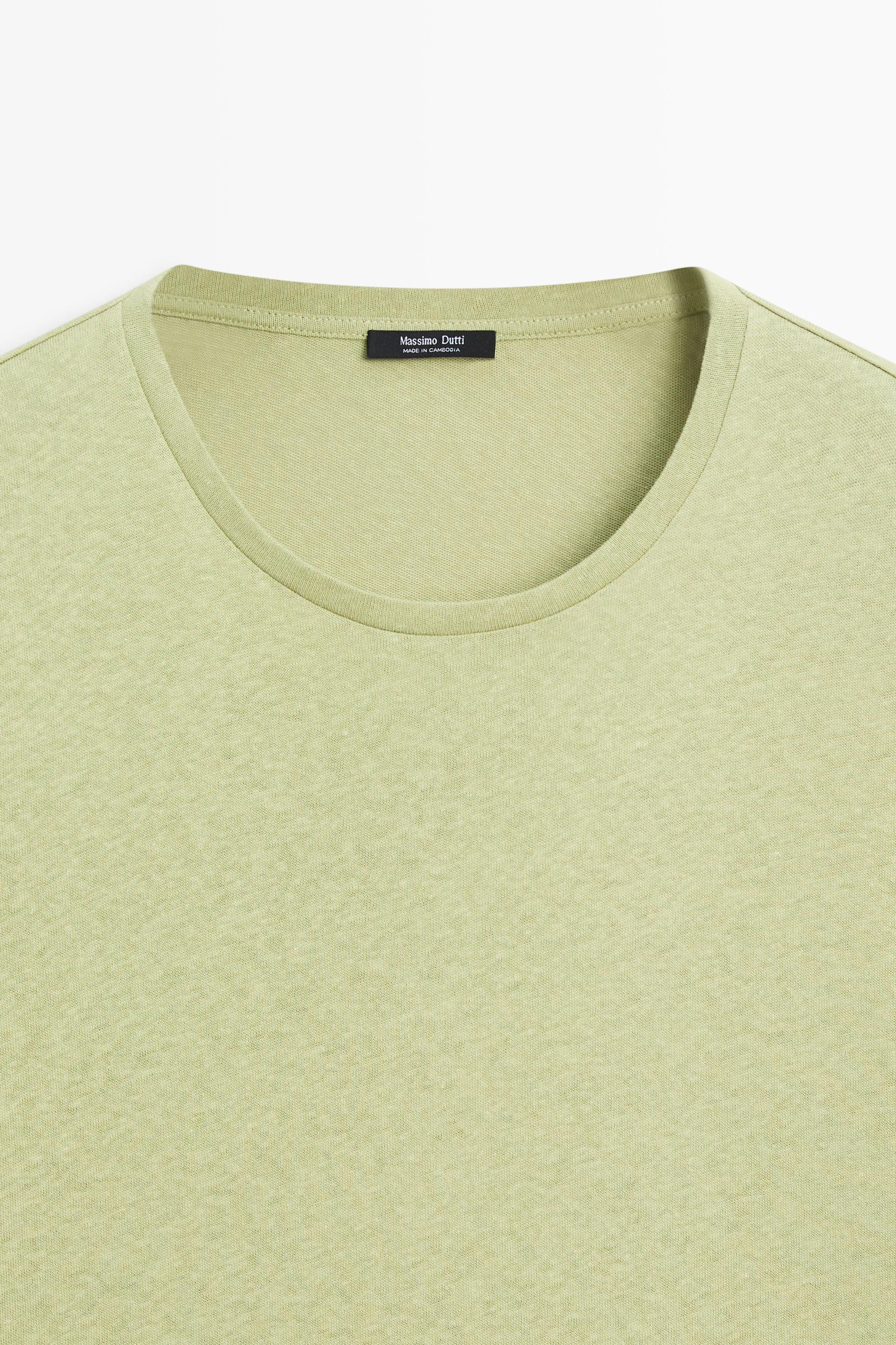 Short sleeve linen and cotton T-shirt — GREEN