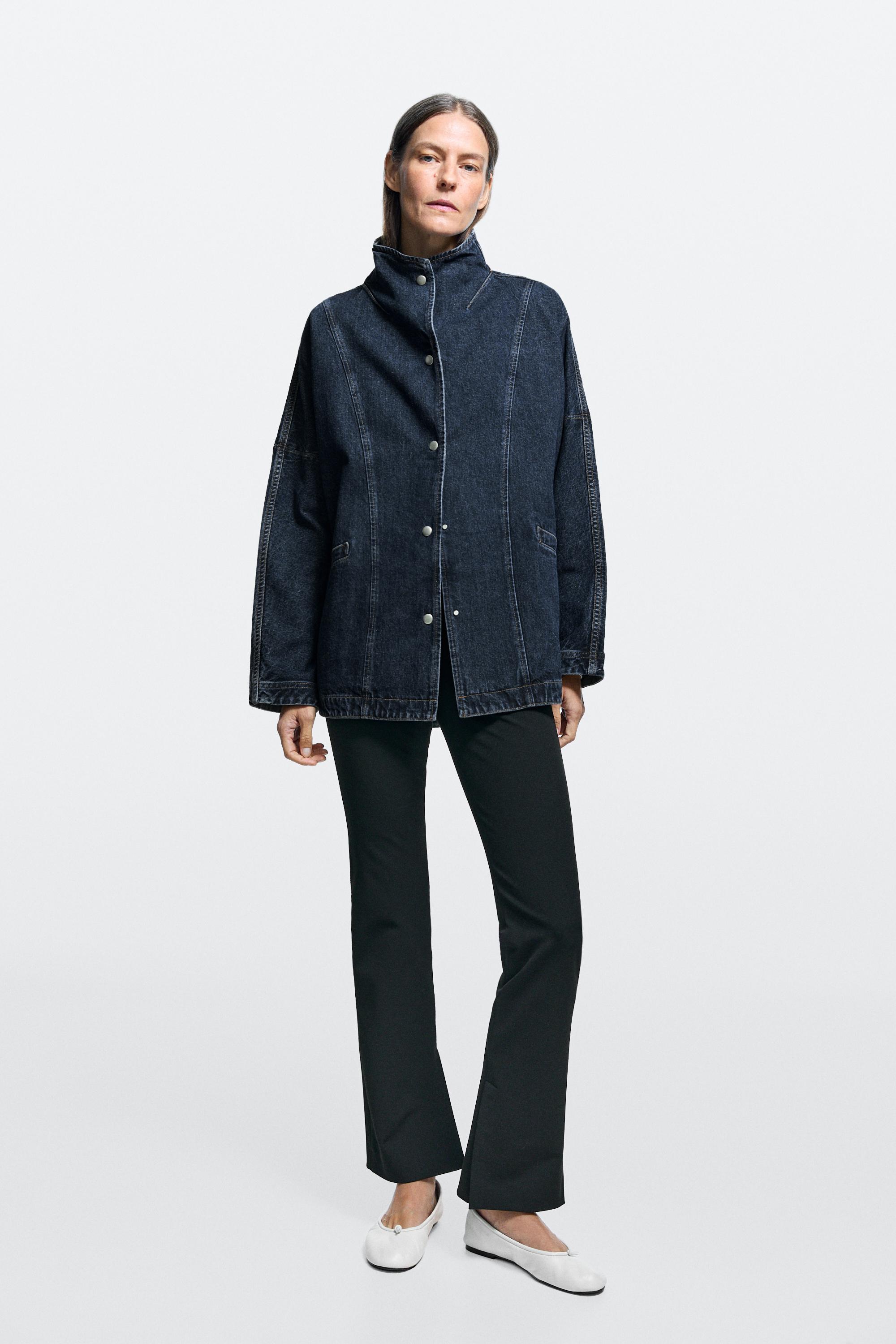 100% cotton high neck denim jacket