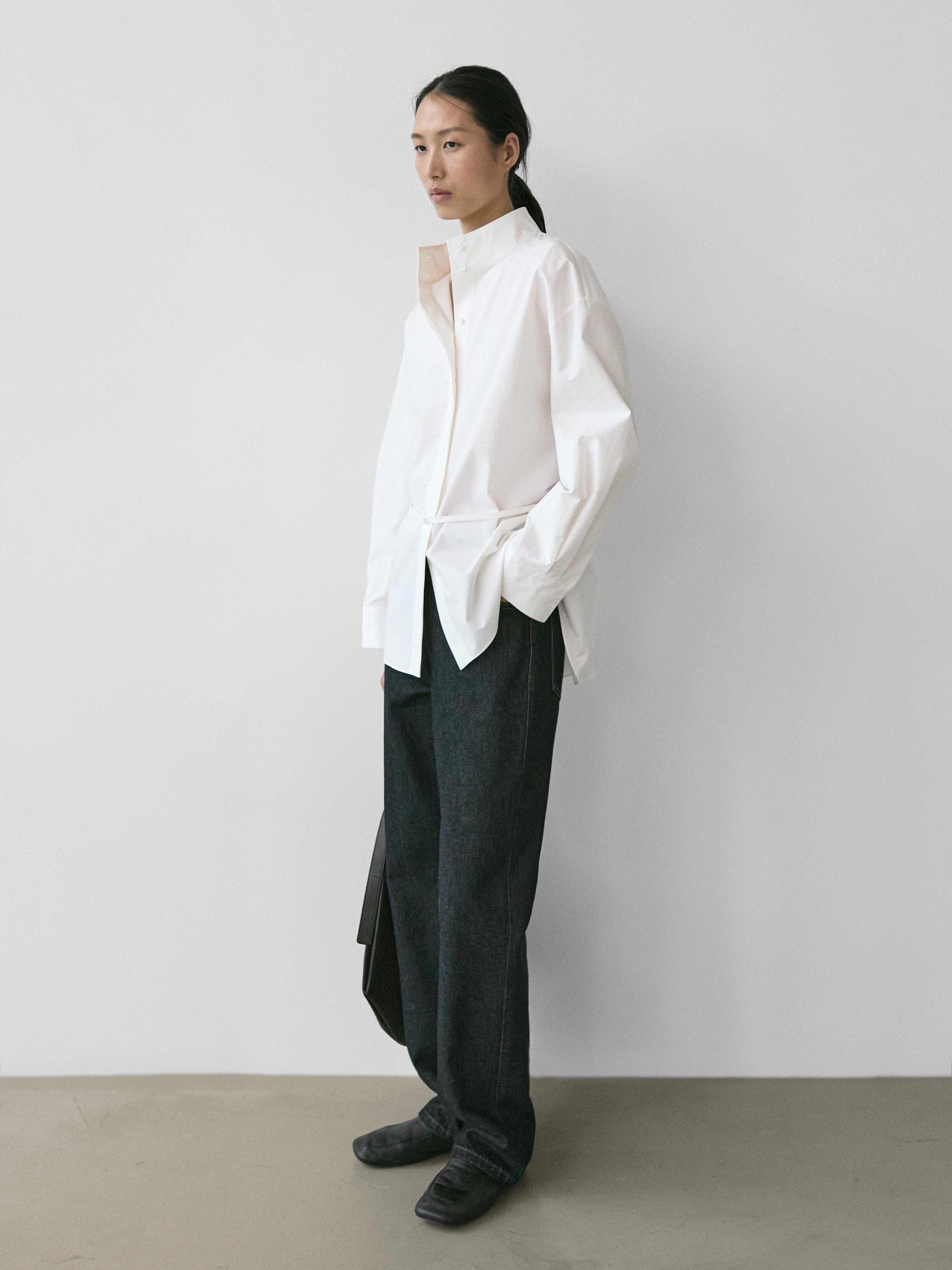 High-waist straight-leg comfort jeans — DARK BLUE