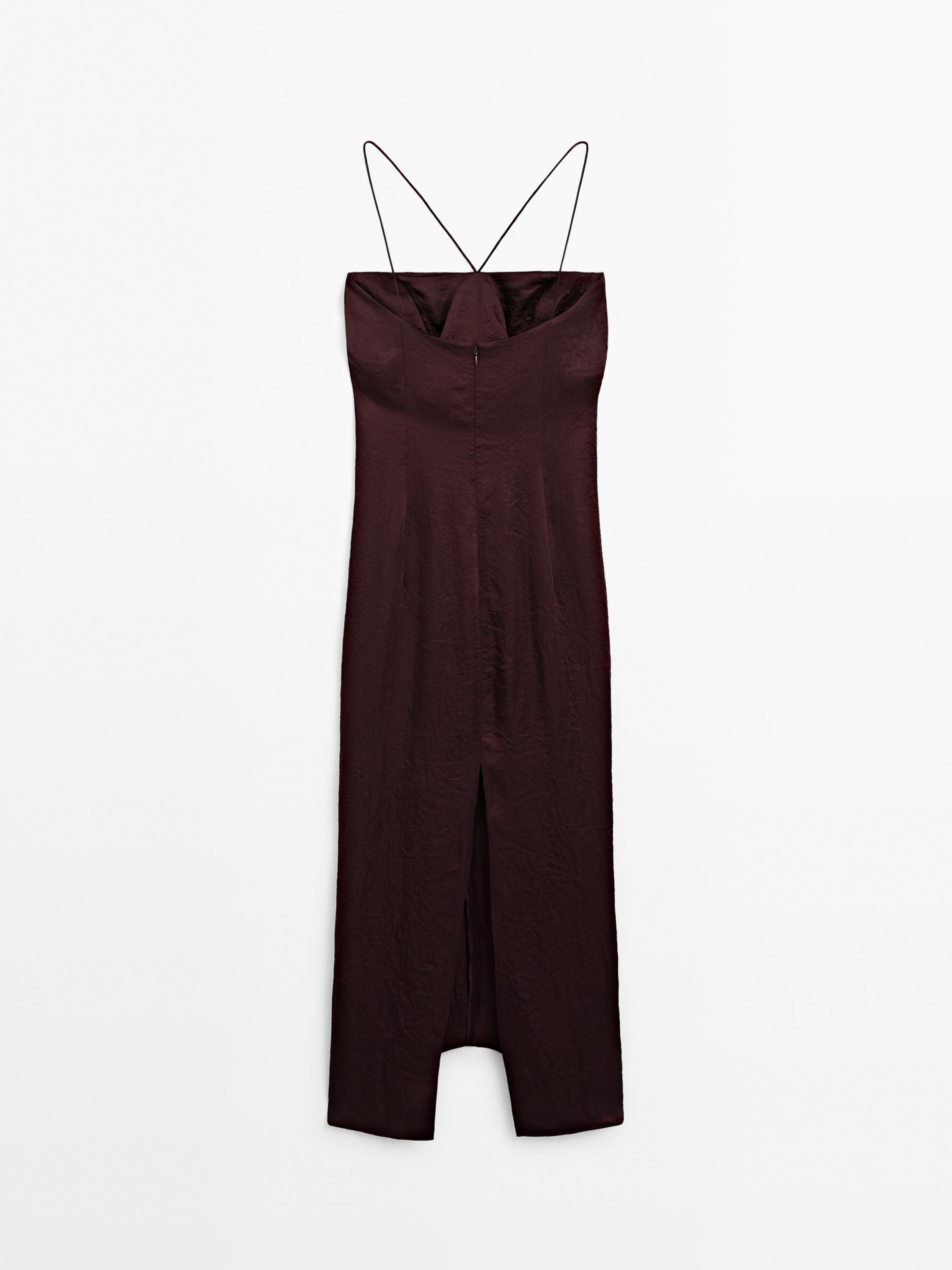Vestido midi satinado drapeado - STUDIO