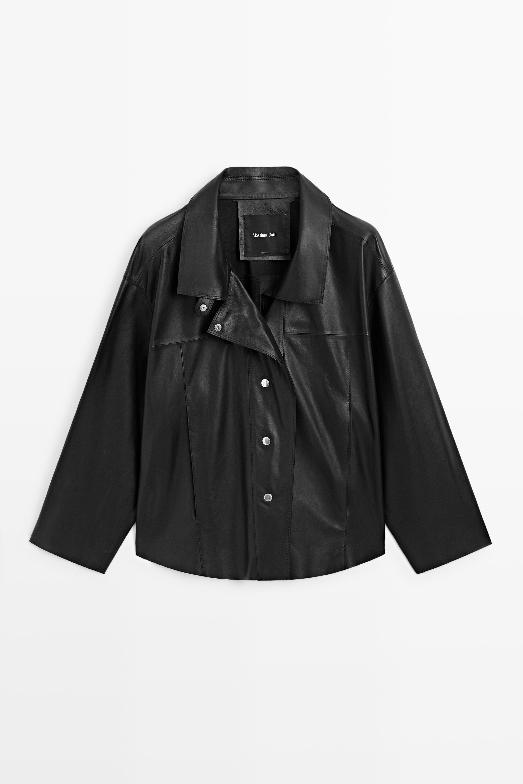 Leather button-detail jacket