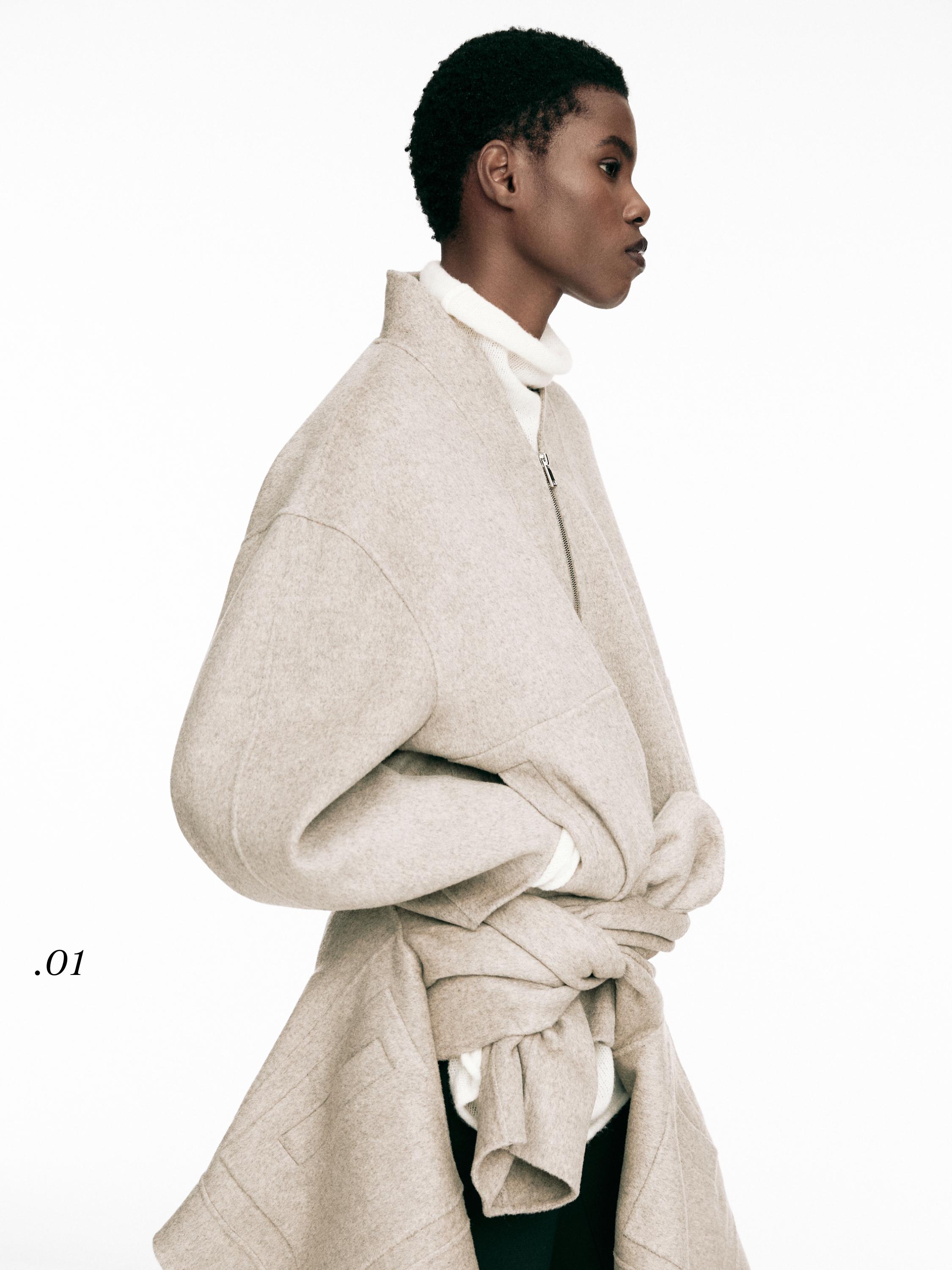 Manteau à fermeture Éclair en laine mélangée