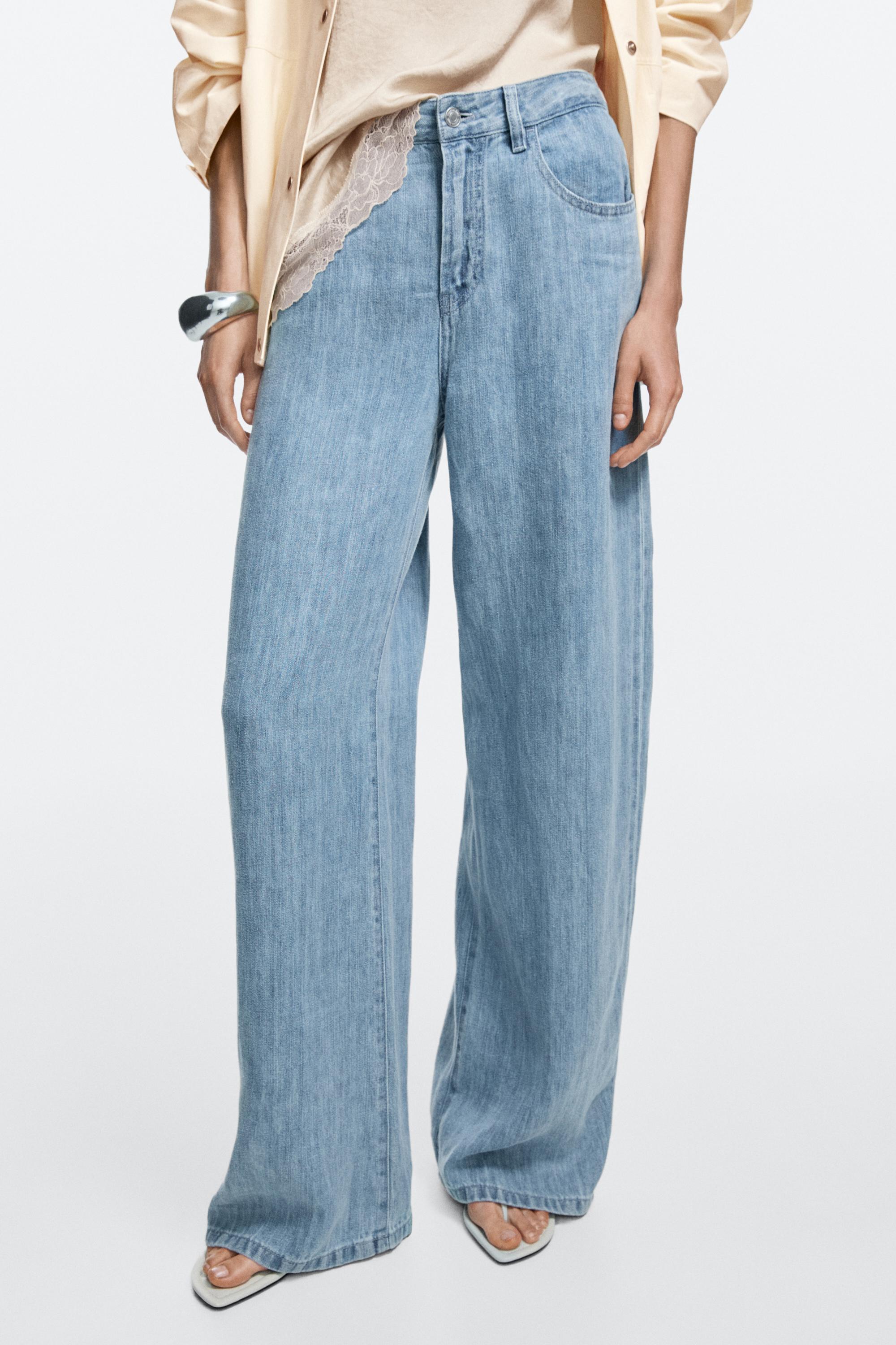 100% linen high-waist barrel fit jeans