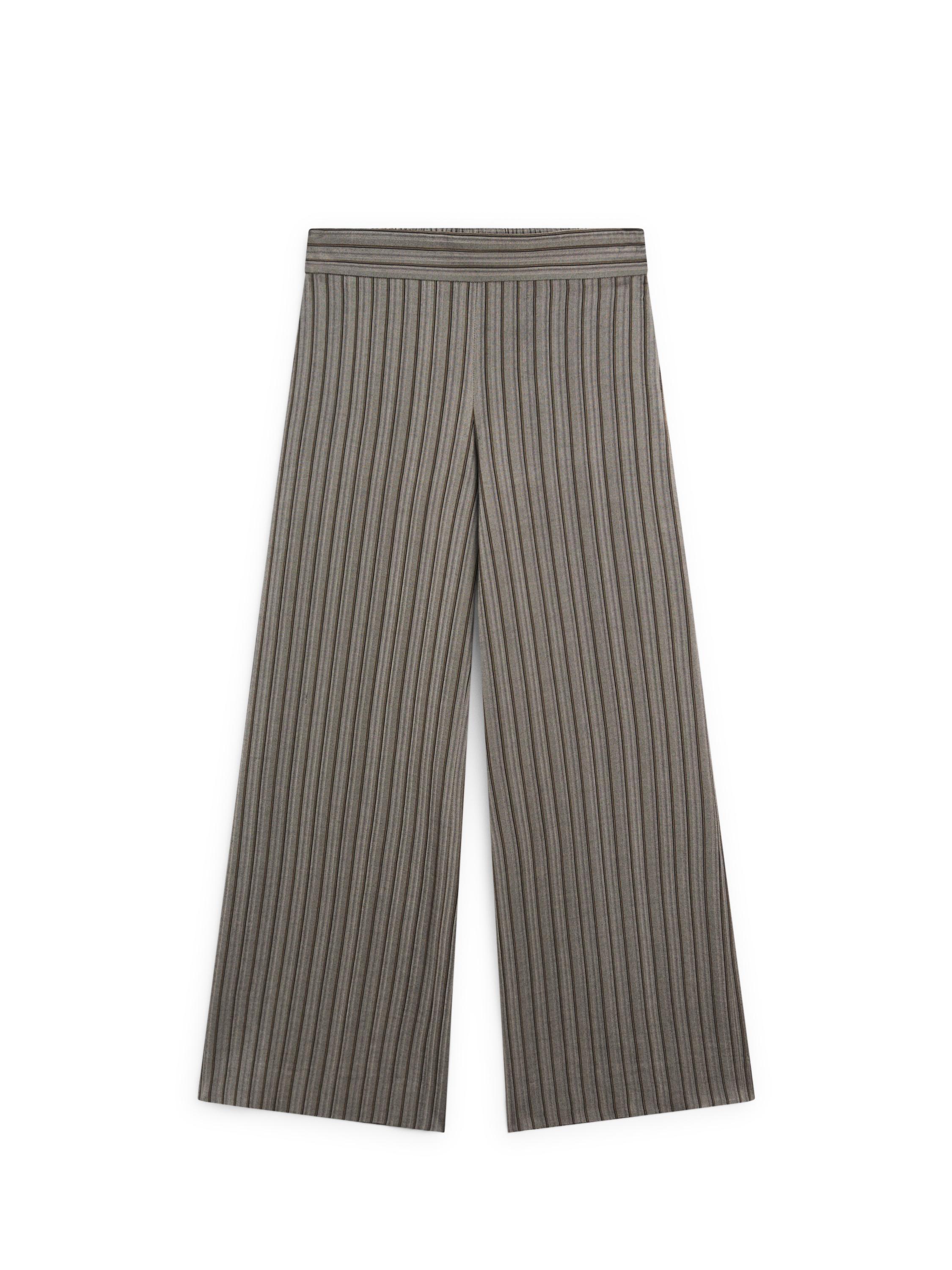 Wide-leg trousers with striped details — GREY