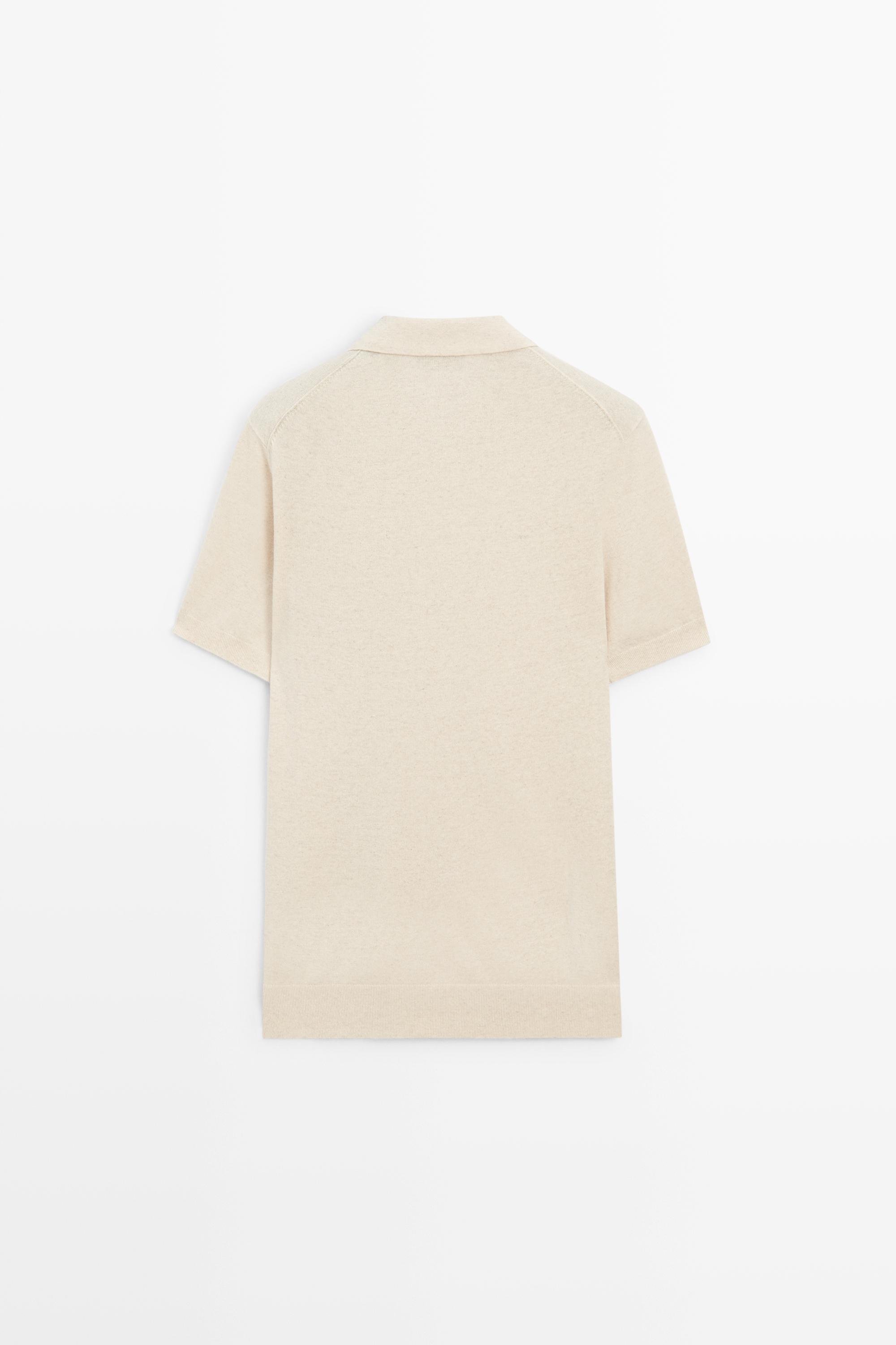 Cotton linen blend polo shirt — Beige