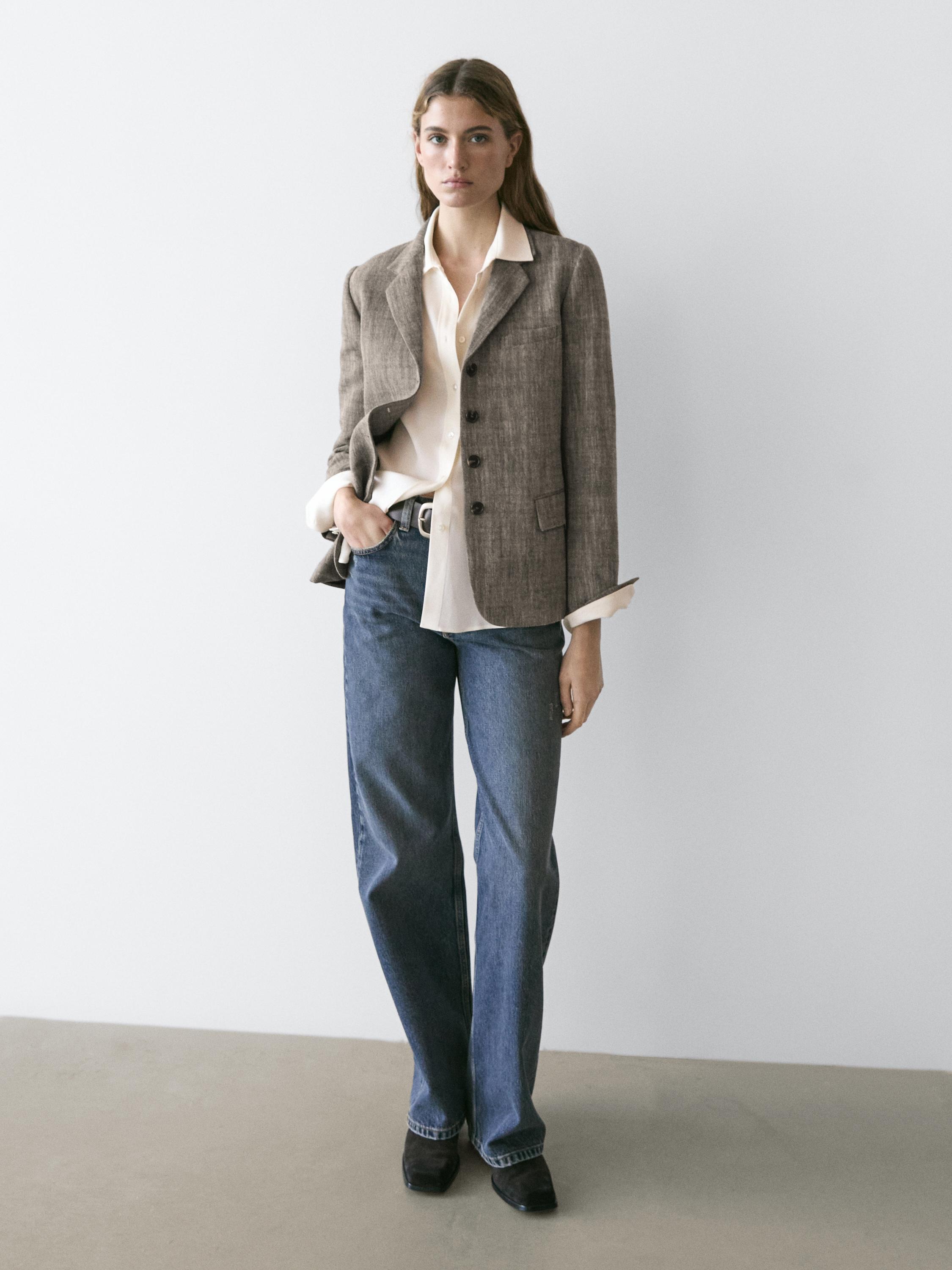 Flecked wool blend blazer — GREY