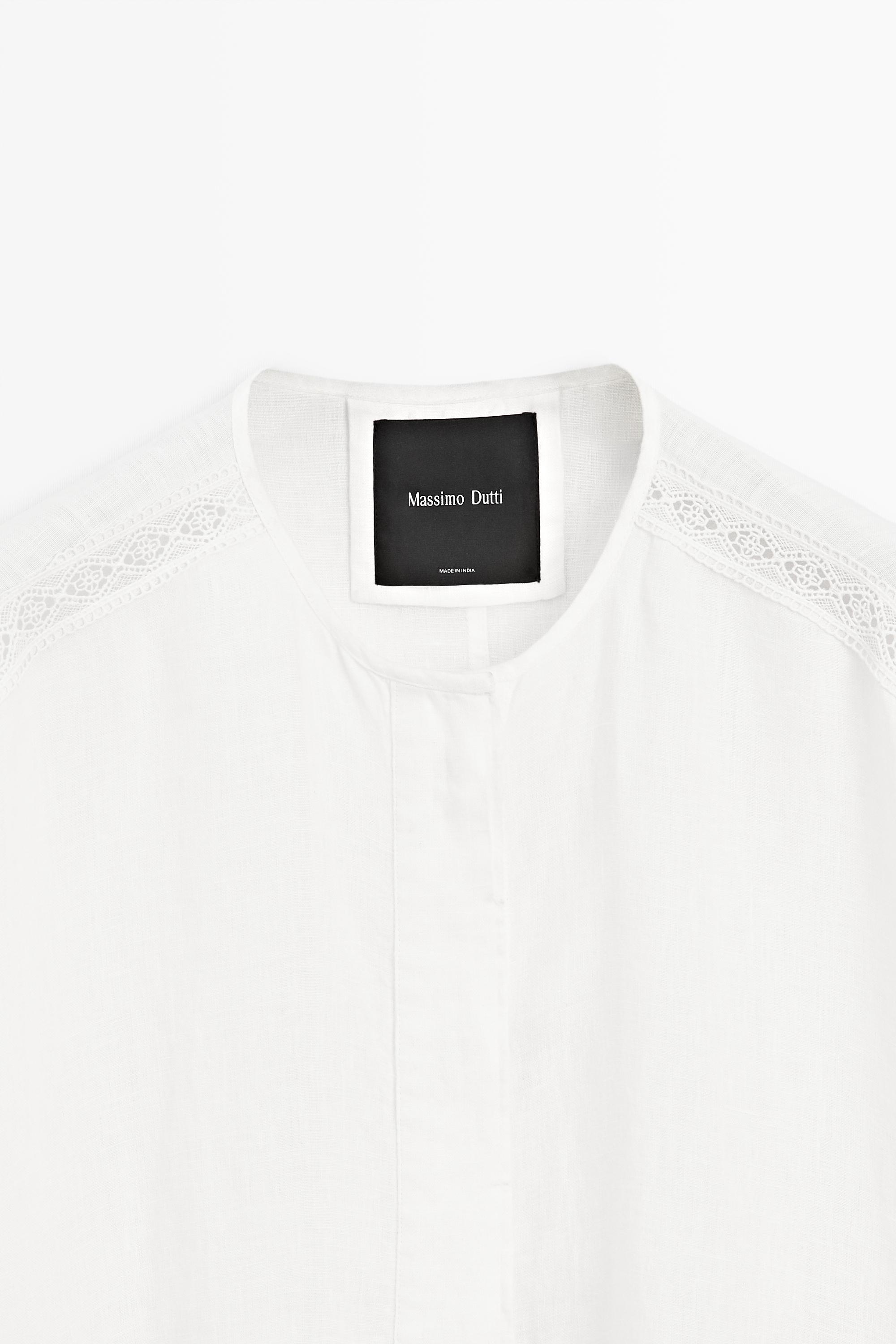 100% linen bomber jacket with embroidered detail — WHITE