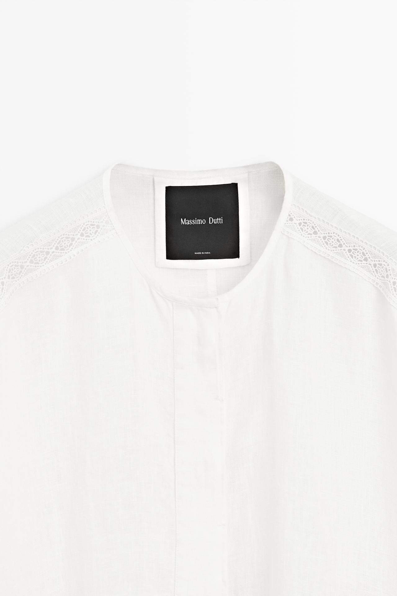 100% linen bomber jacket with embroidered detail — WHITE