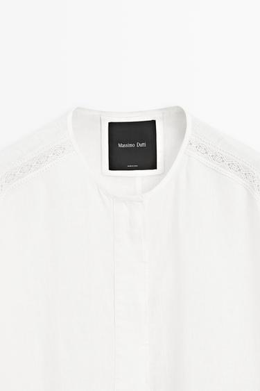 100% linen bomber jacket with embroidered detail — WHITE 9