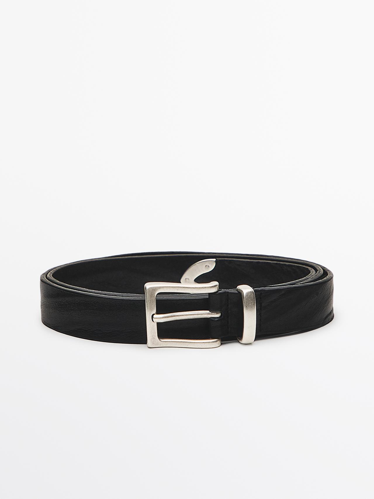 Cinturón Detalle Puntera Piel Napa - Negro - 95 - Massimo Dutti - Hombre