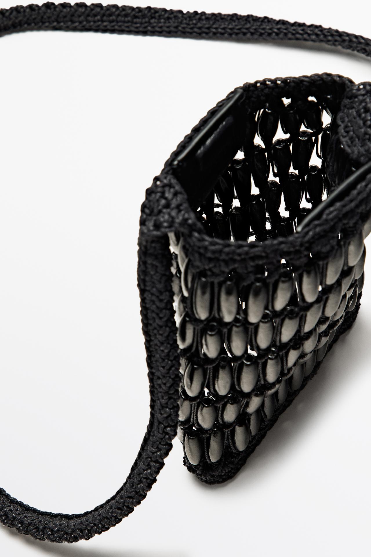 Crossbody bag with wooden details — BLACK