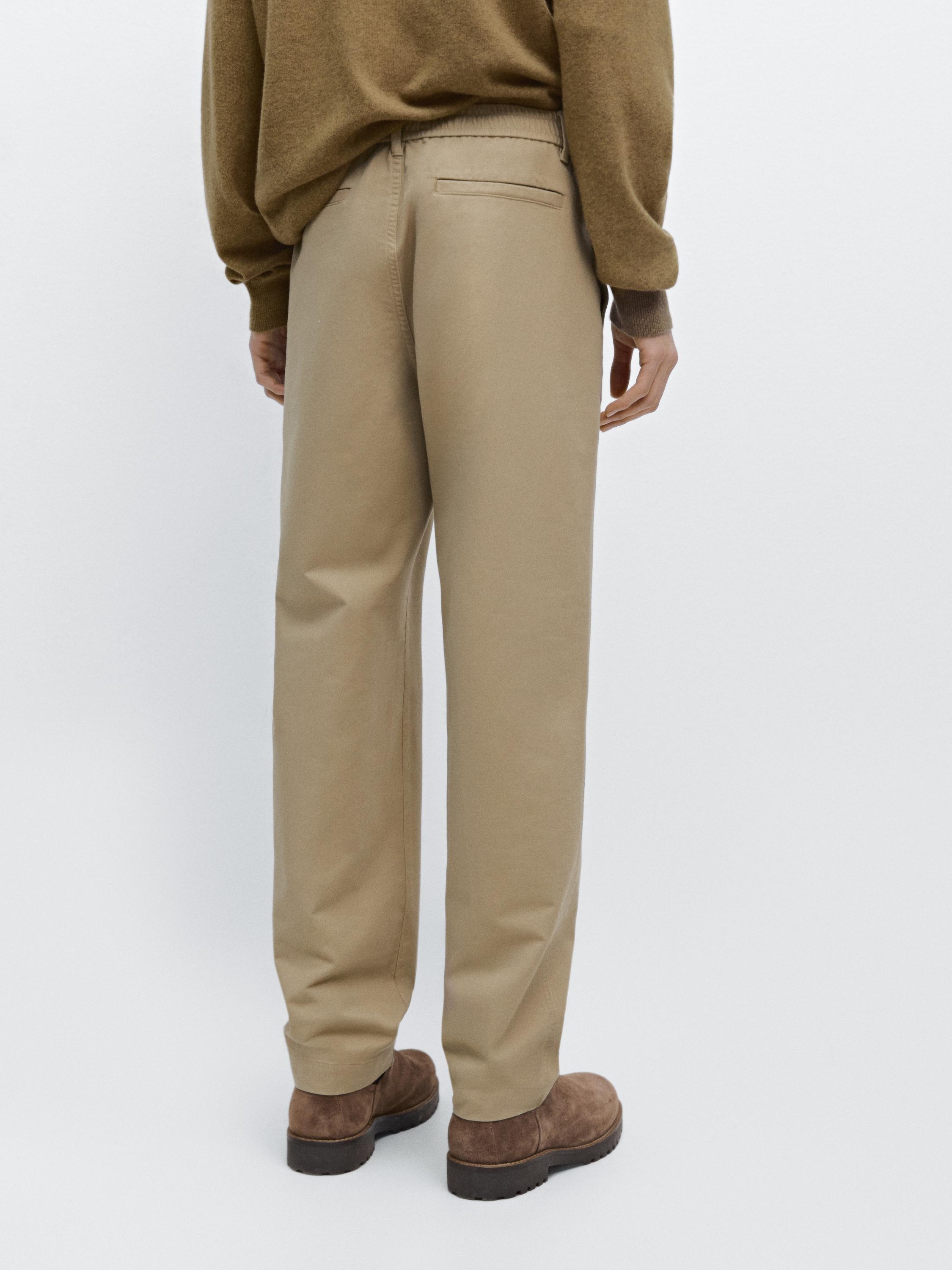 Cotton blend jogger fit trousers — OCHRE (alternate view)