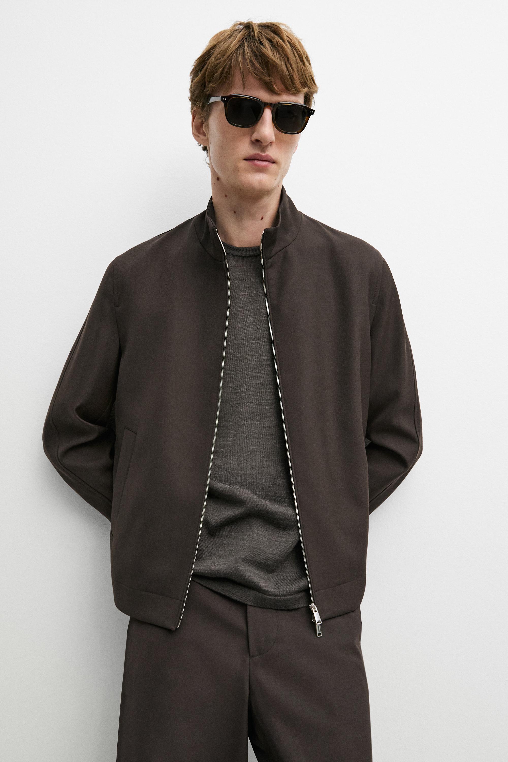 100% cool wool total look jacket — BROWN