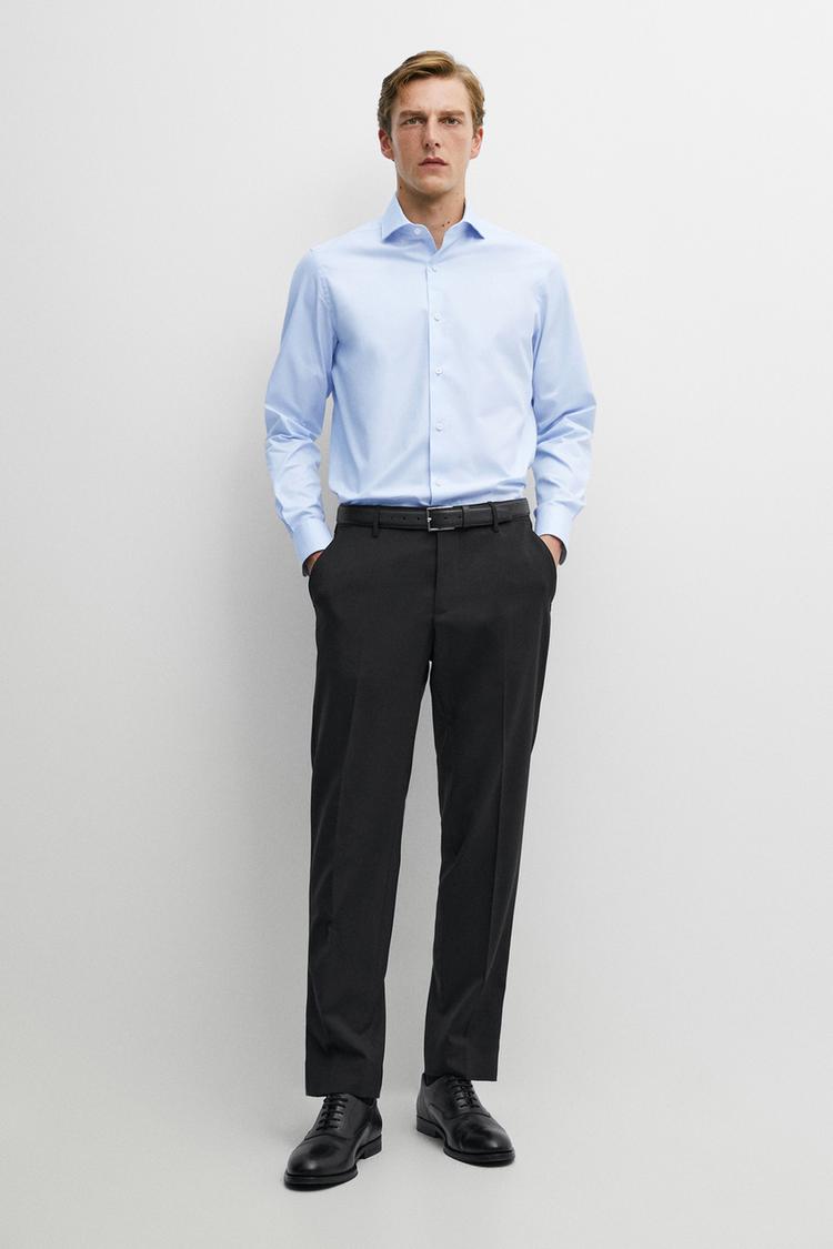 Slim fit 100% cotton shirt — Sky blue