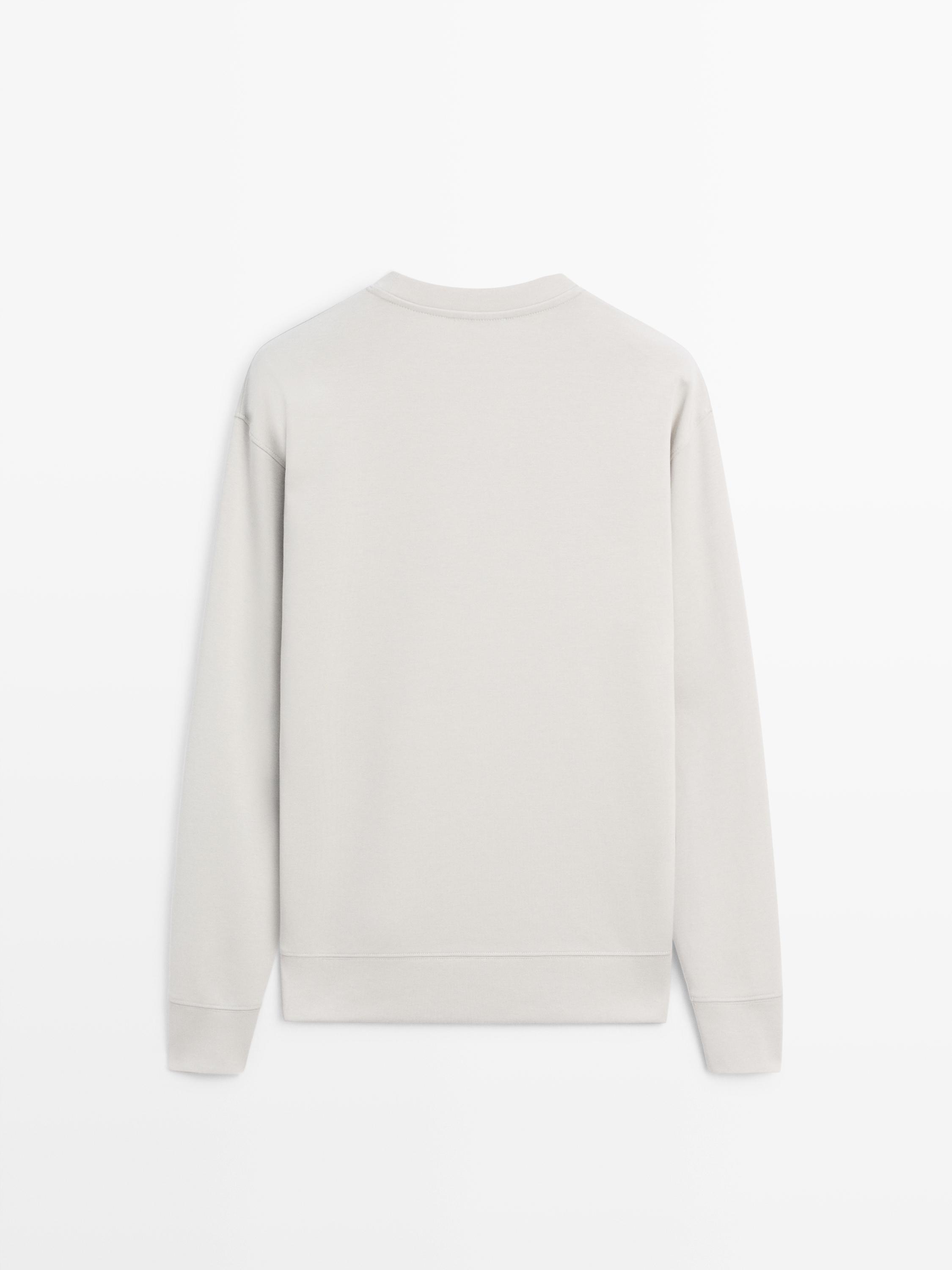 Cotton blend sweatshirt — PEARL GREY