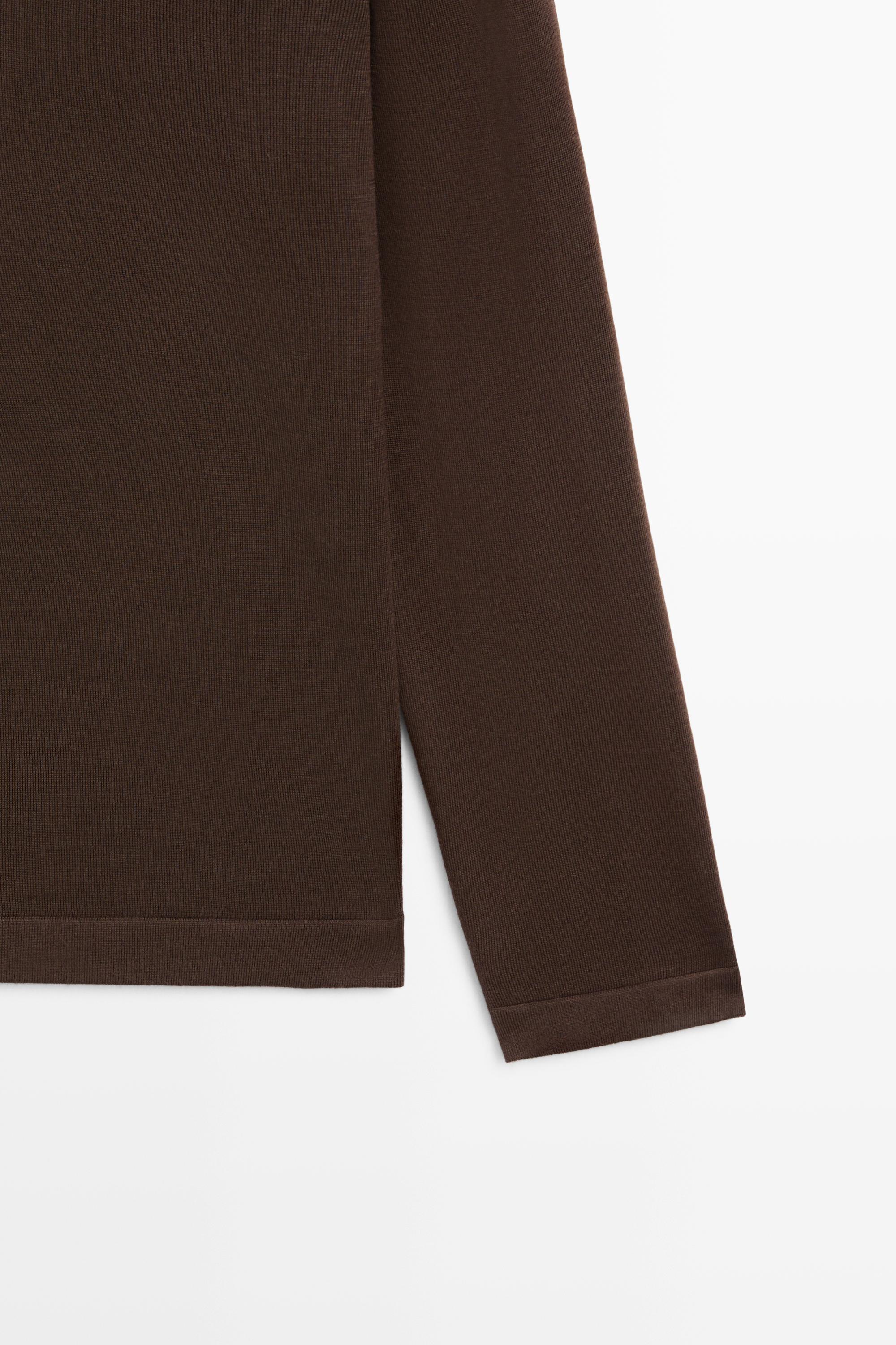 100% merino wool knit polo sweater — MOLE BROWN