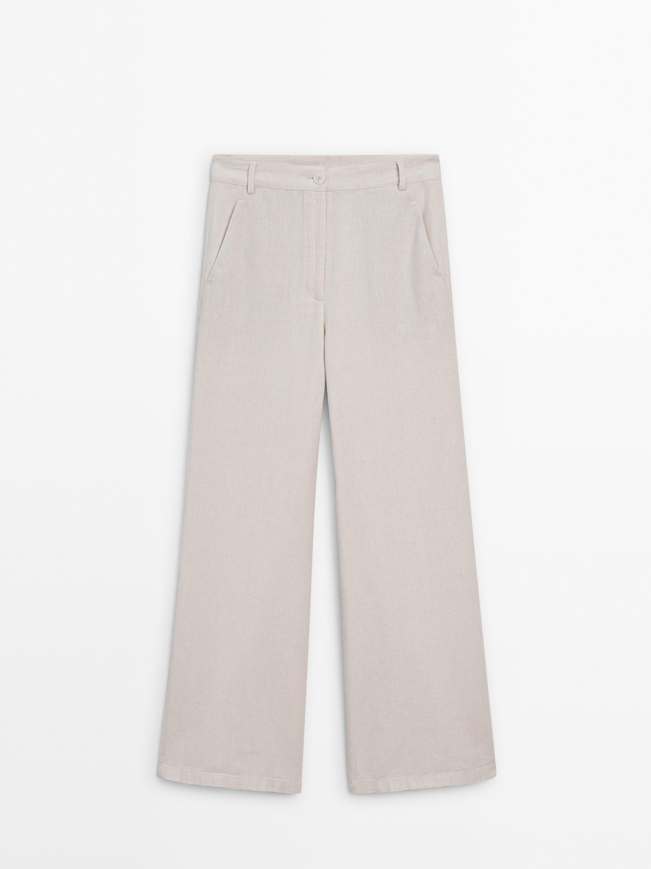 Pantalón flare fit mezcla lino
