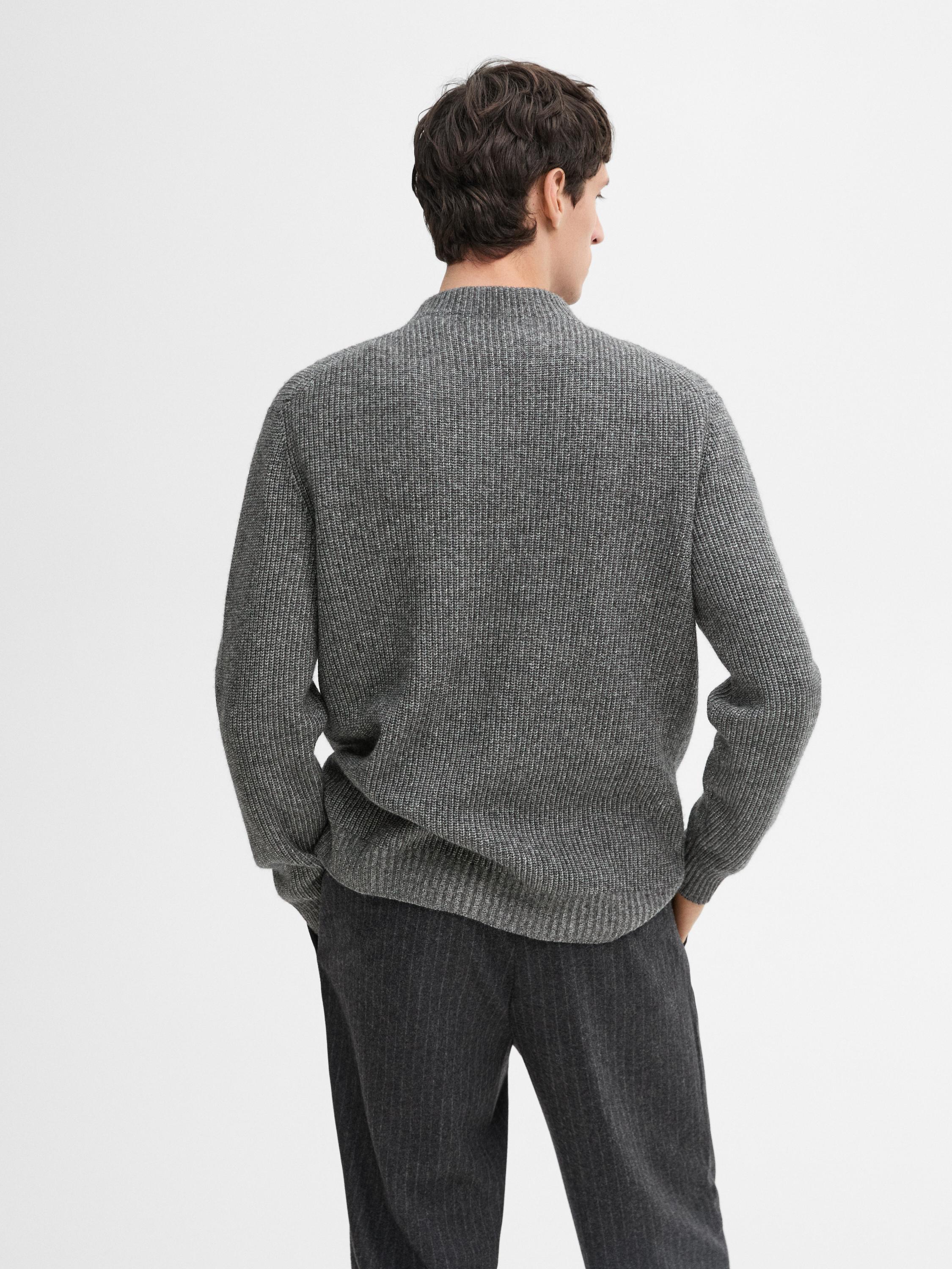 Ribbed knit wool blend sweater