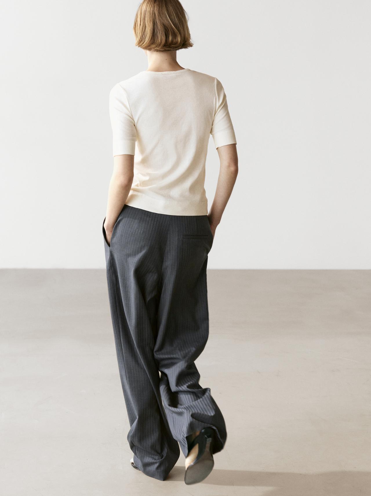 Pinstripe cool wool blend suit trousers — GREY