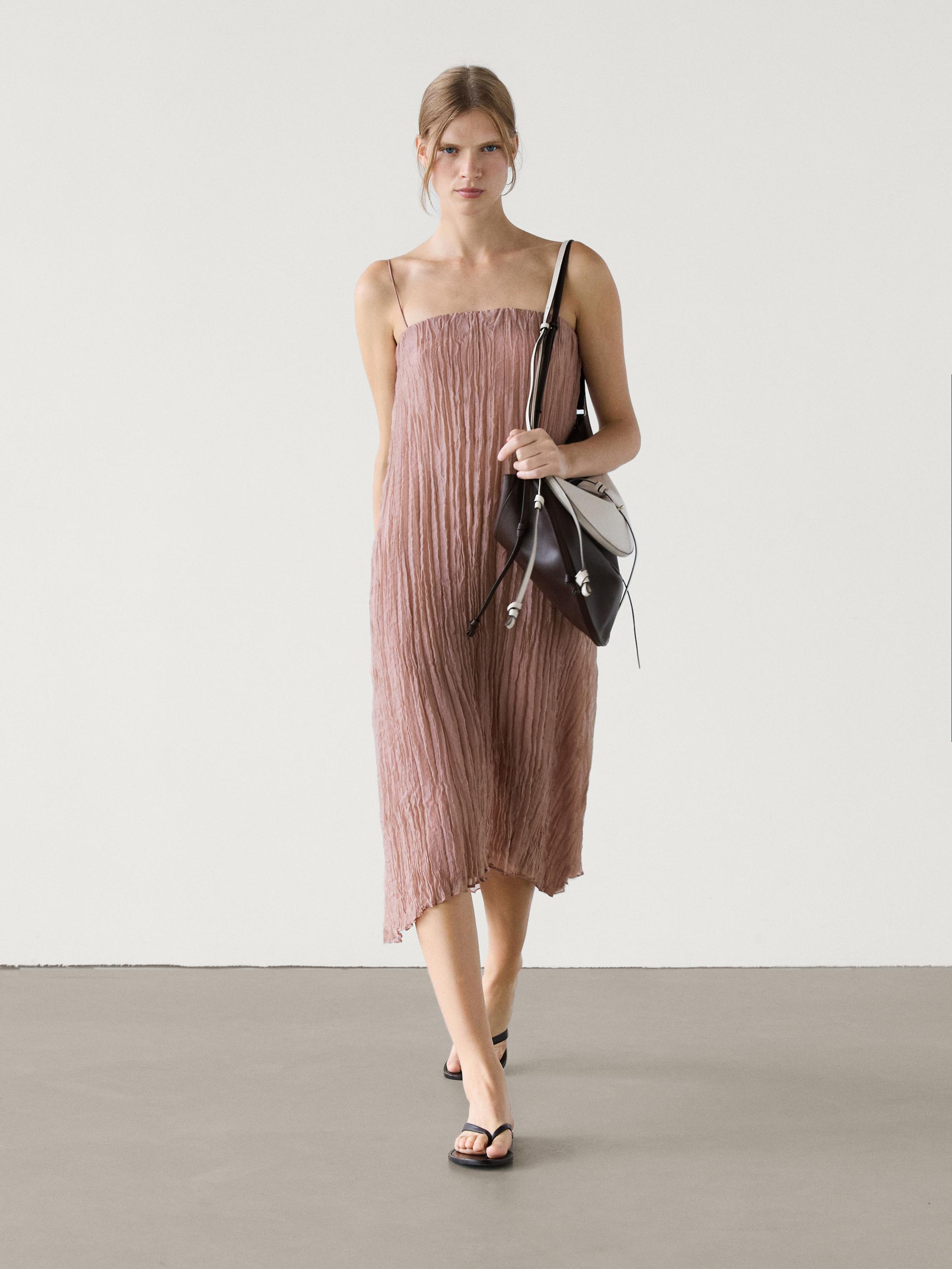 Massimo dutti two tone pleated dress best sale