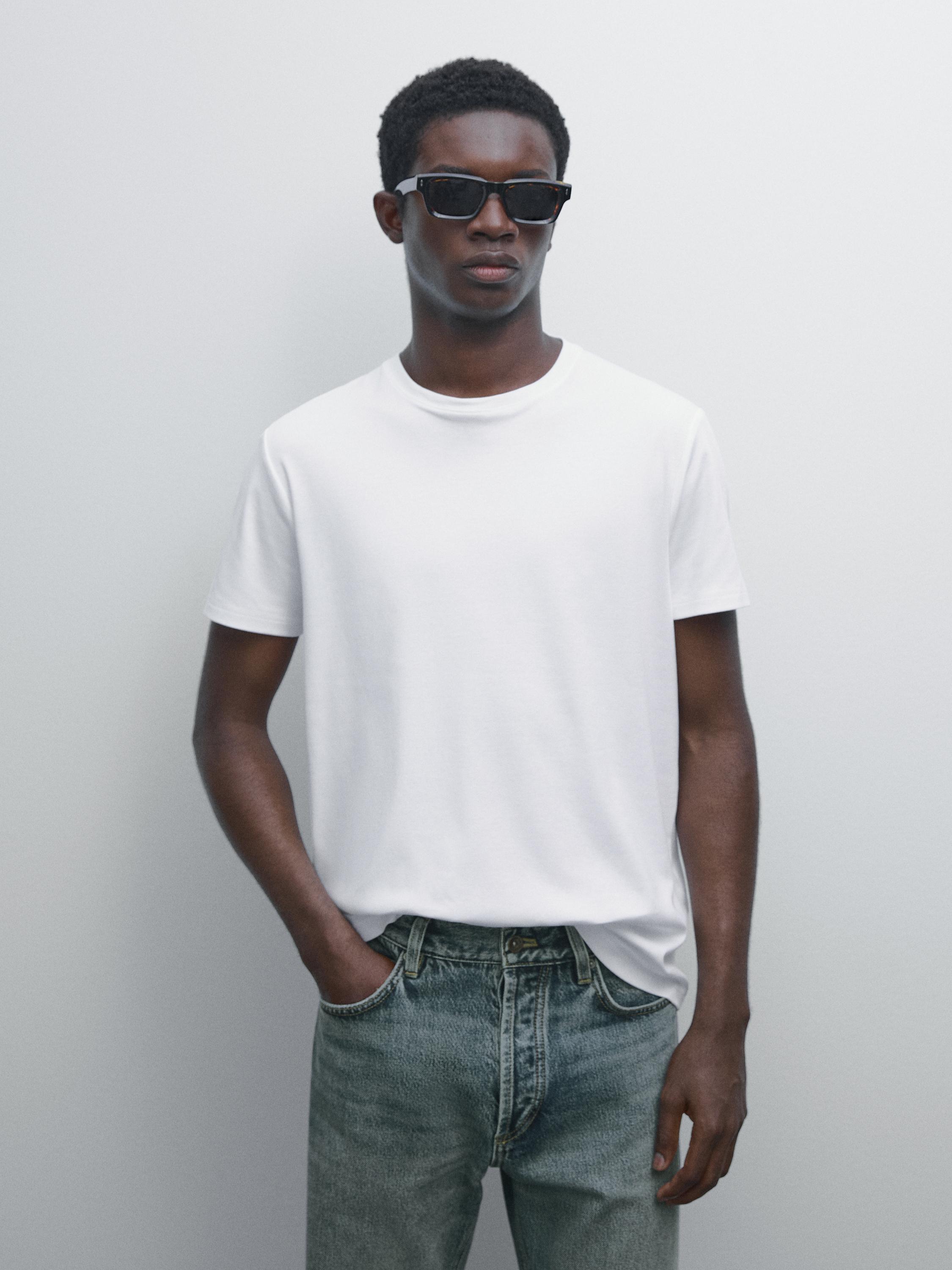 100% mercerised cotton T-shirt — WHITE