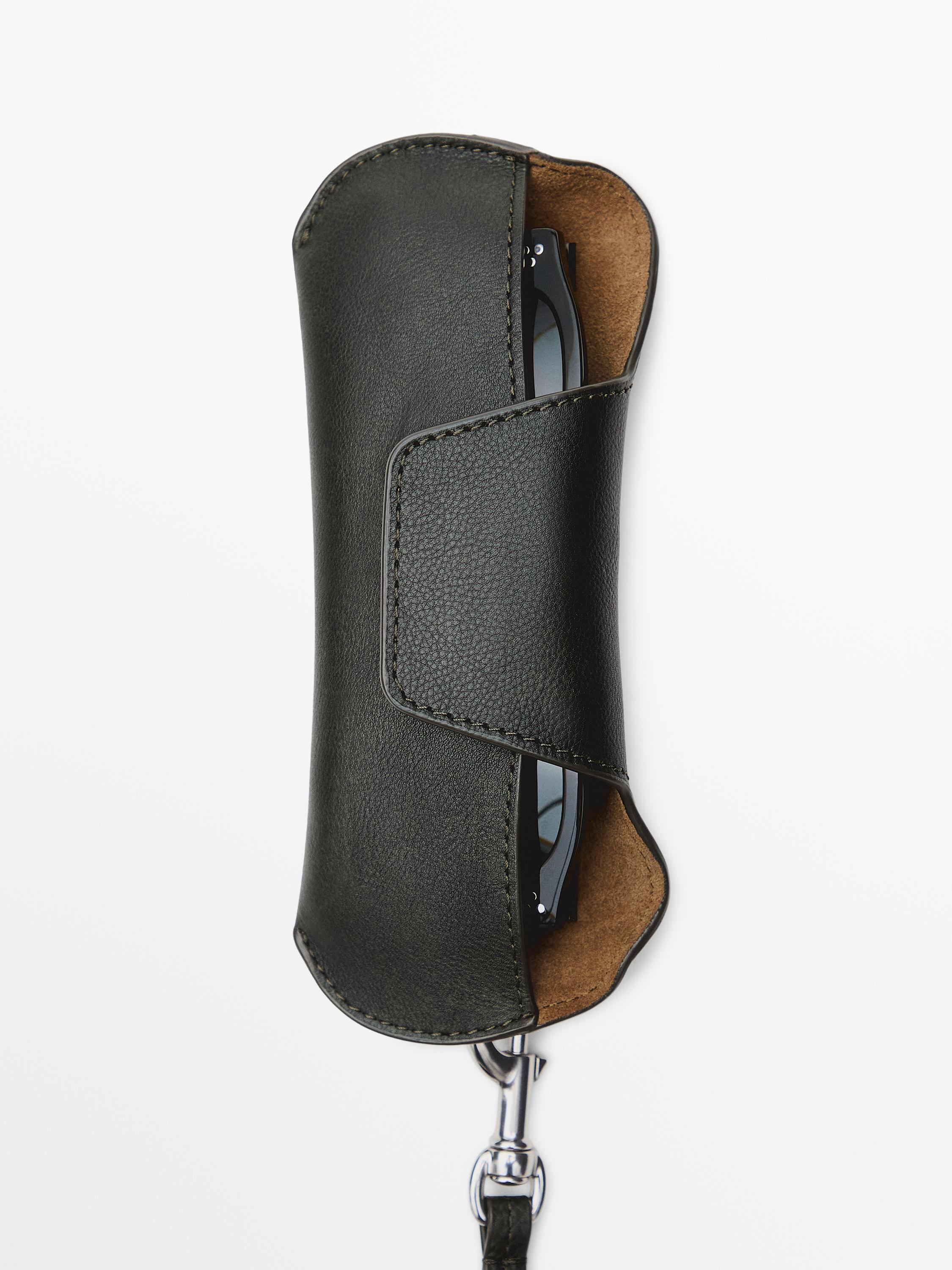 Nappa leather glasses case — GREEN