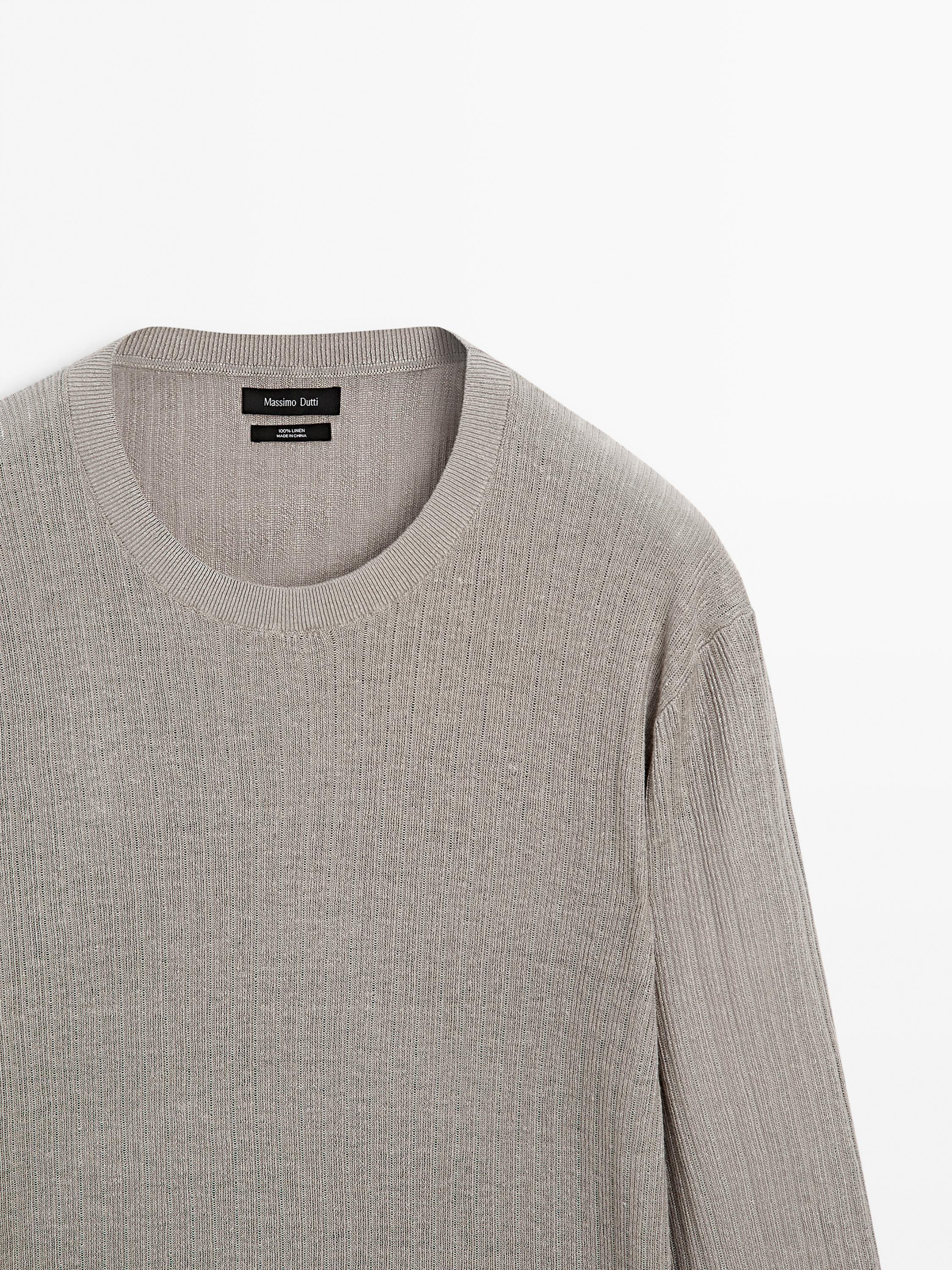 Pull en maille côtelée 100 % lin