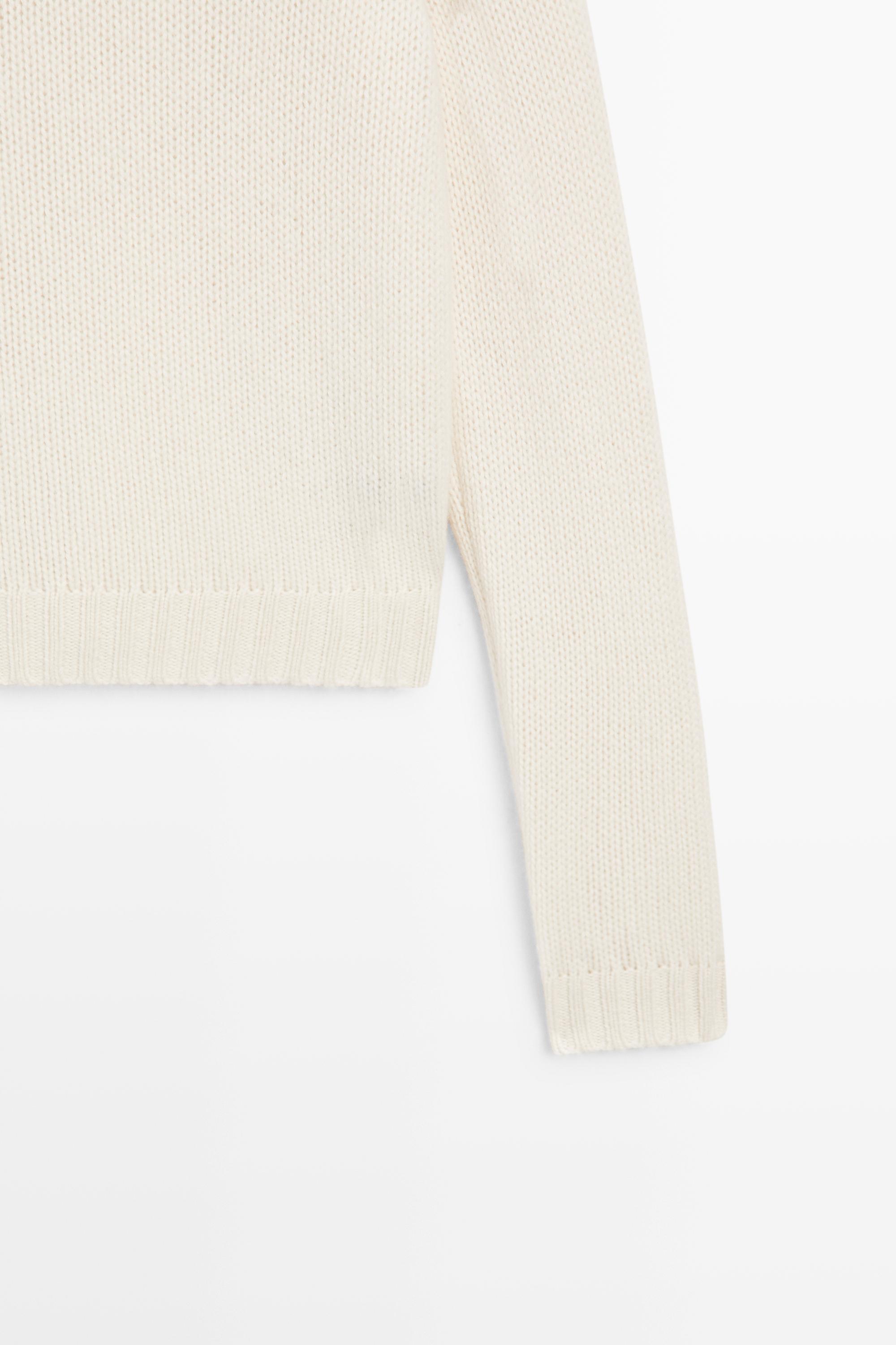 100% cashmere cropped knit sweater — Vanilla