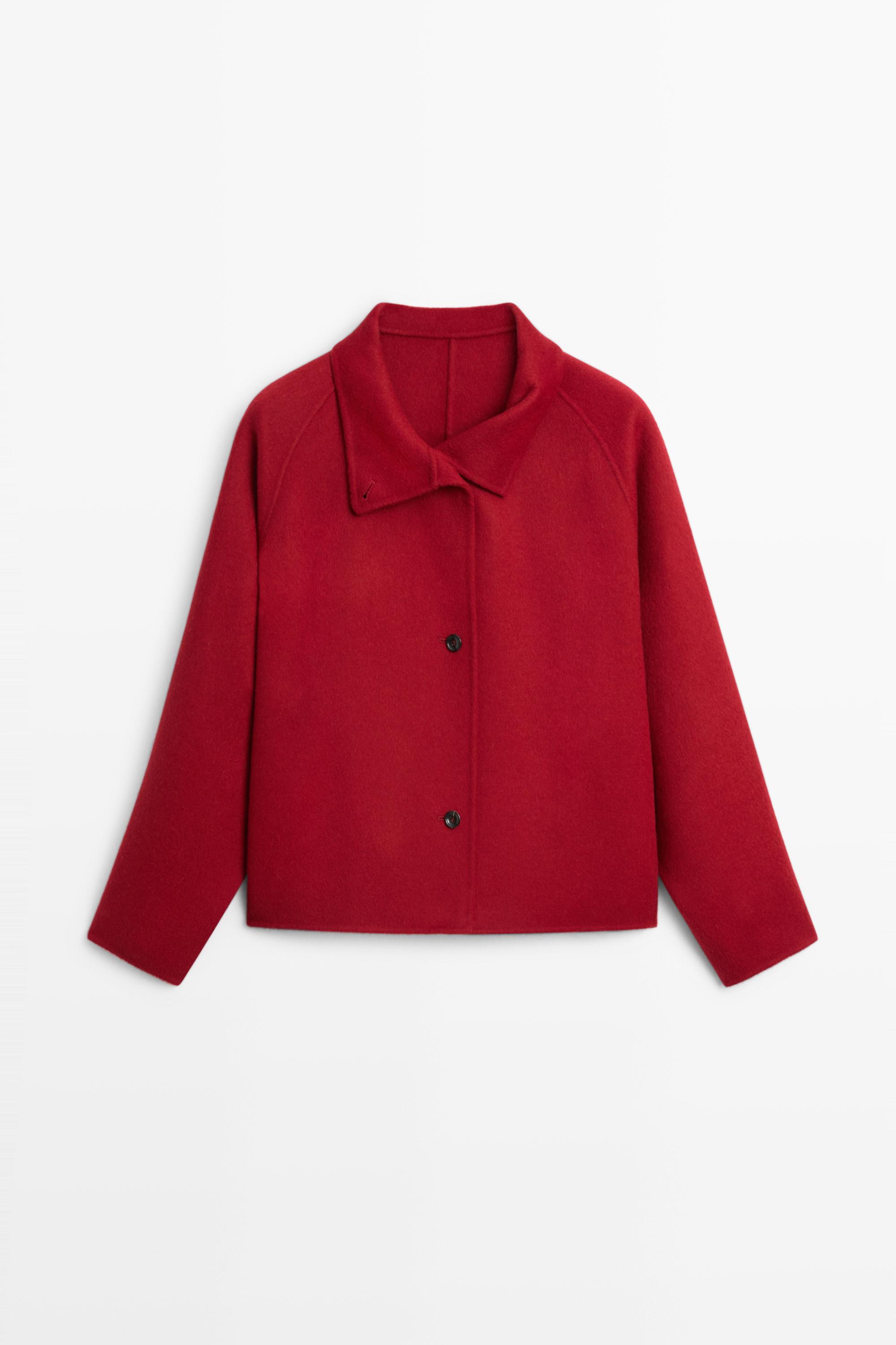 Short wool blend stand collar coat
